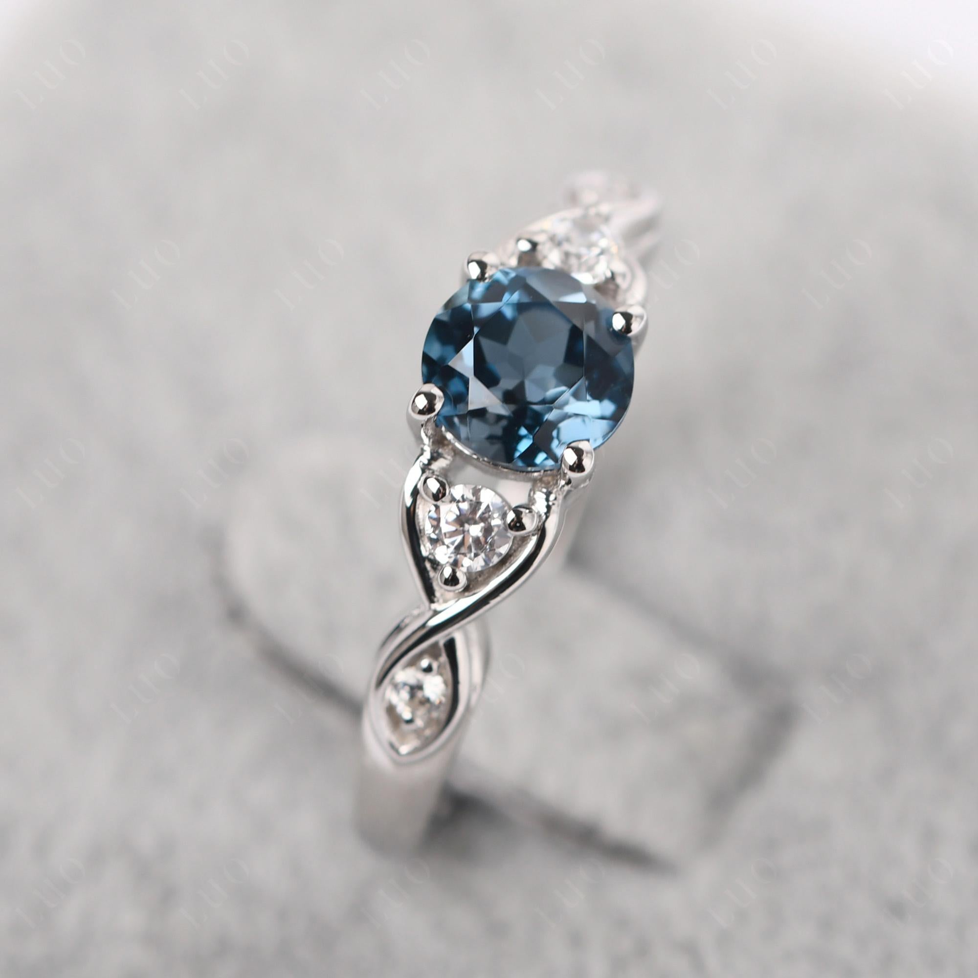 London Blue Topaz Twisted Ring - LUO Jewelry 