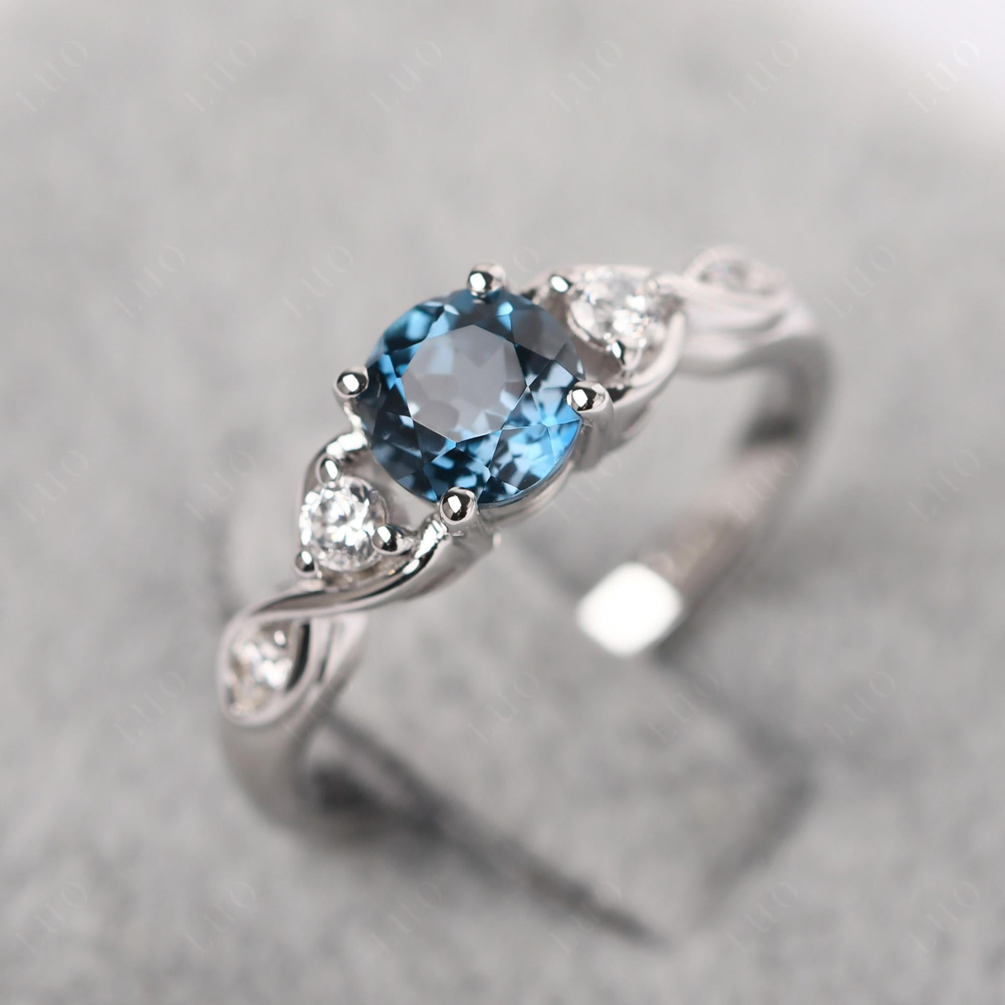 London Blue Topaz Twisted Ring - LUO Jewelry 