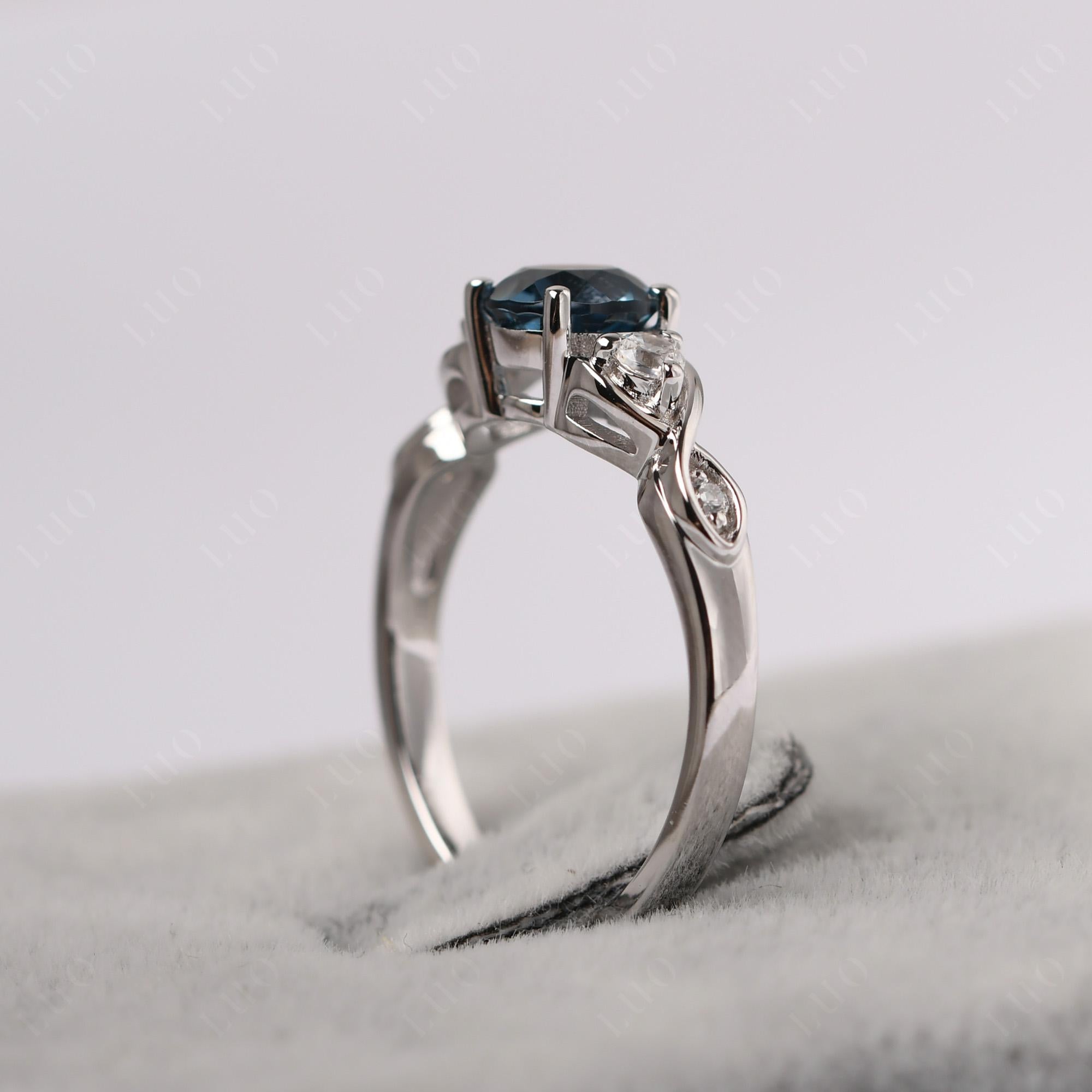 London Blue Topaz Twisted Ring - LUO Jewelry 