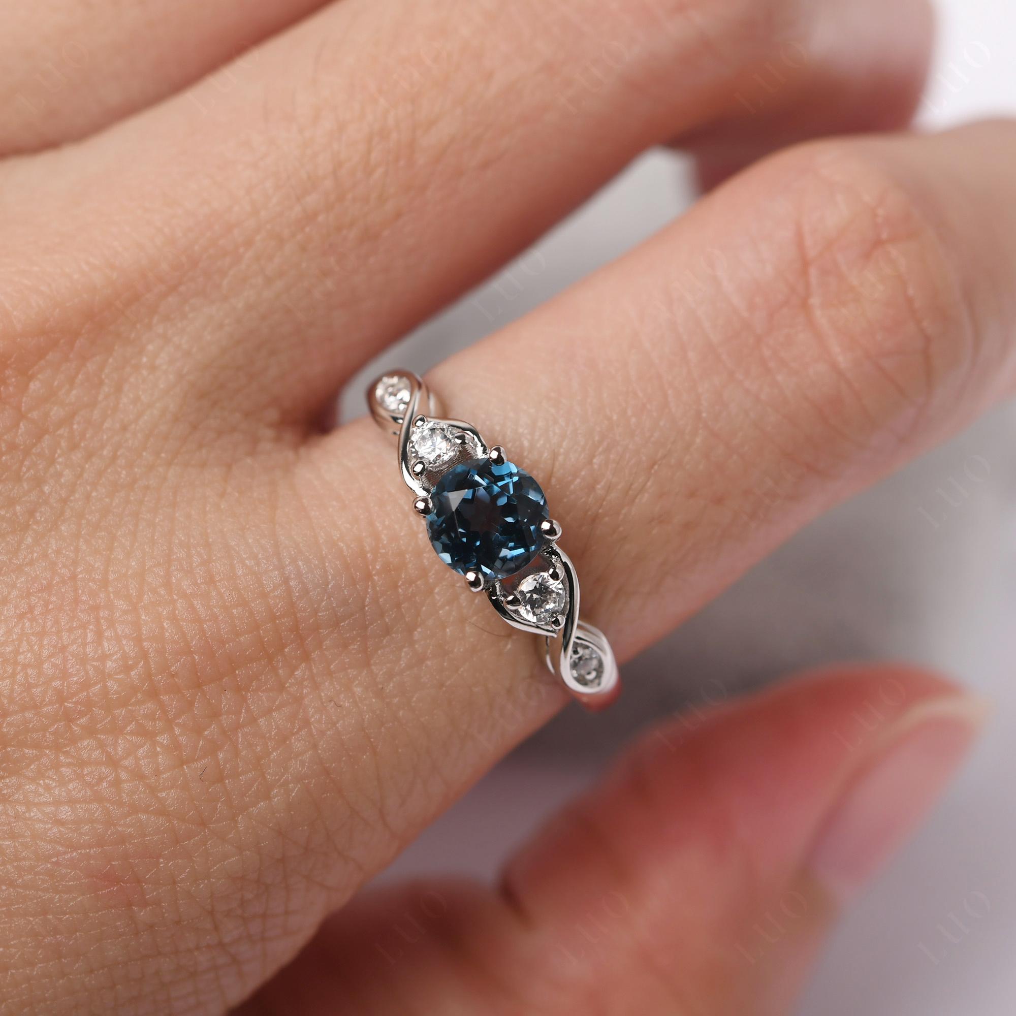 London Blue Topaz Twisted Ring - LUO Jewelry 