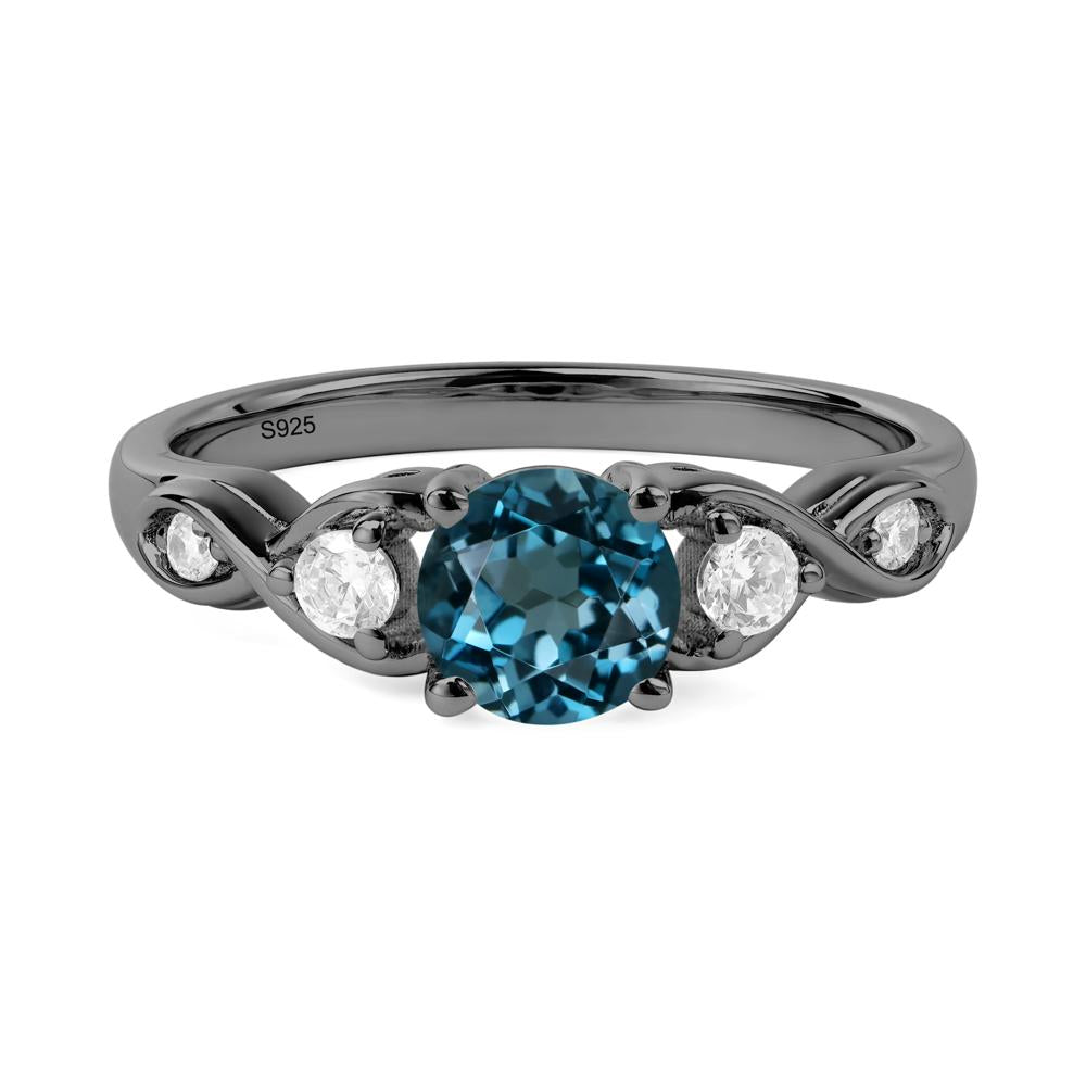 London Blue Topaz Twisted Ring - LUO Jewelry #metal_black finish sterling silver