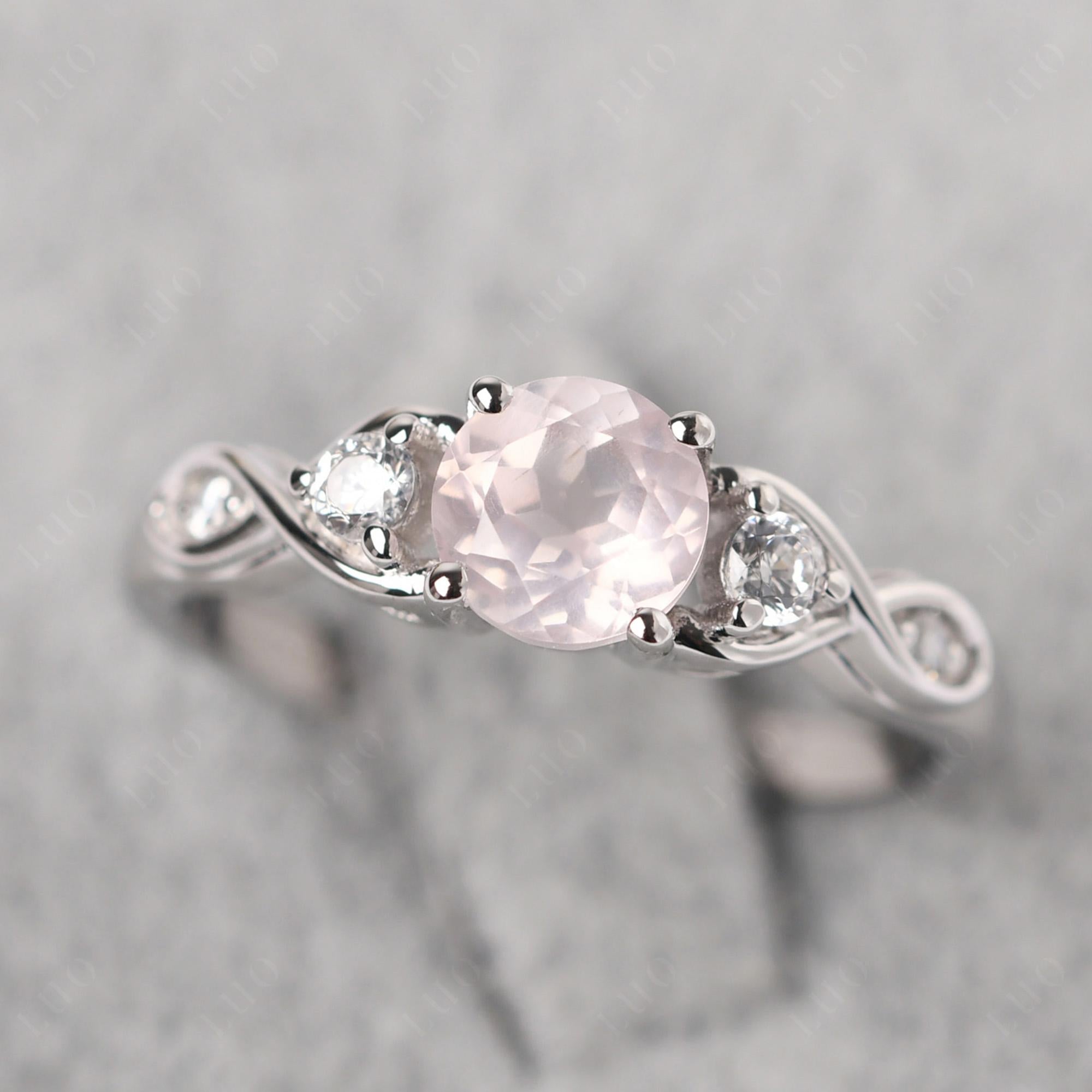 Rose Quartz Twisted Ring - LUO Jewelry 