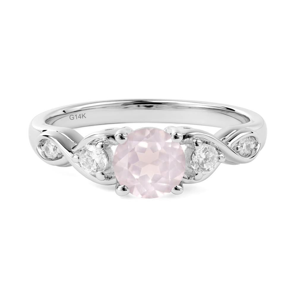 Rose Quartz Twisted Ring - LUO Jewelry #metal_14k white gold