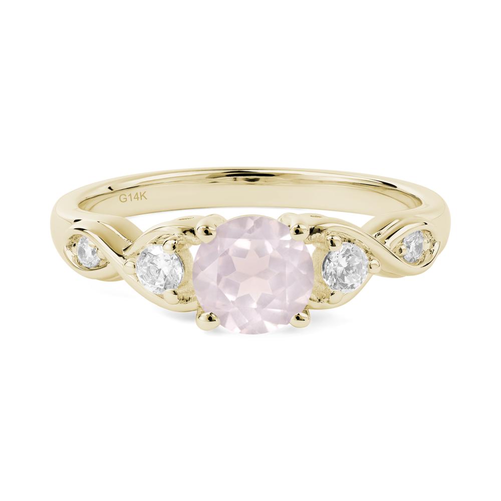 Rose Quartz Twisted Ring - LUO Jewelry #metal_14k yellow gold