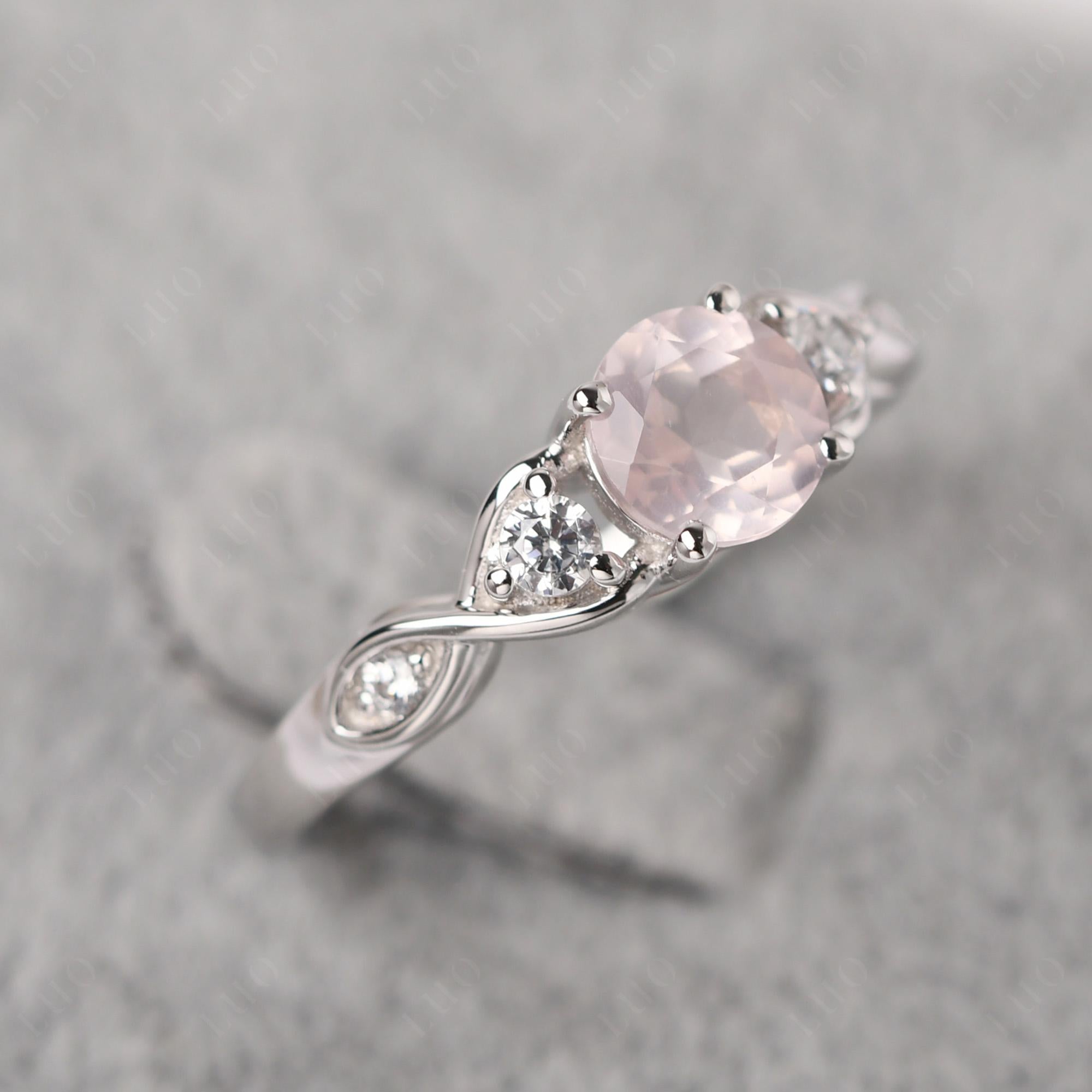 Rose Quartz Twisted Ring - LUO Jewelry 