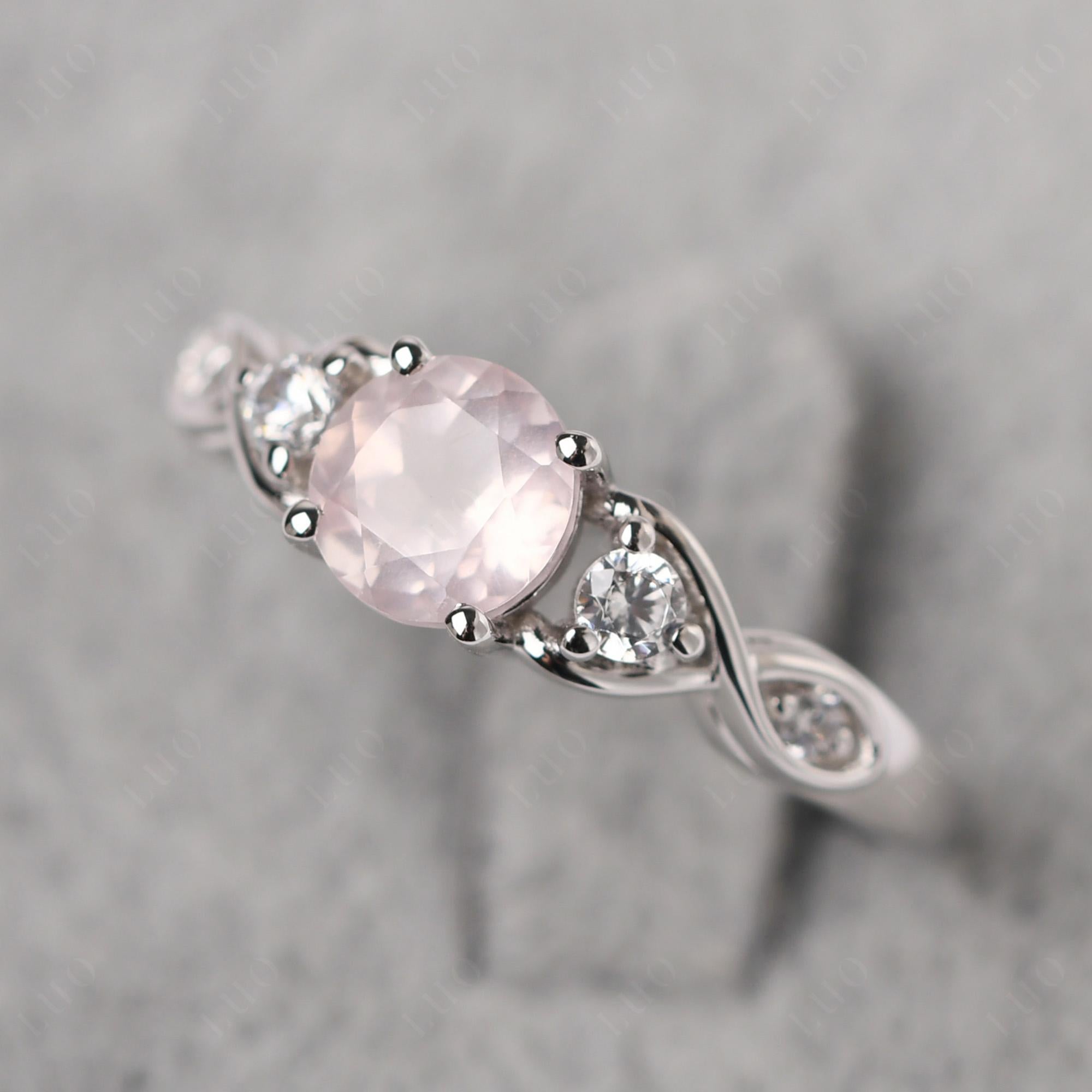 Rose Quartz Twisted Ring - LUO Jewelry 