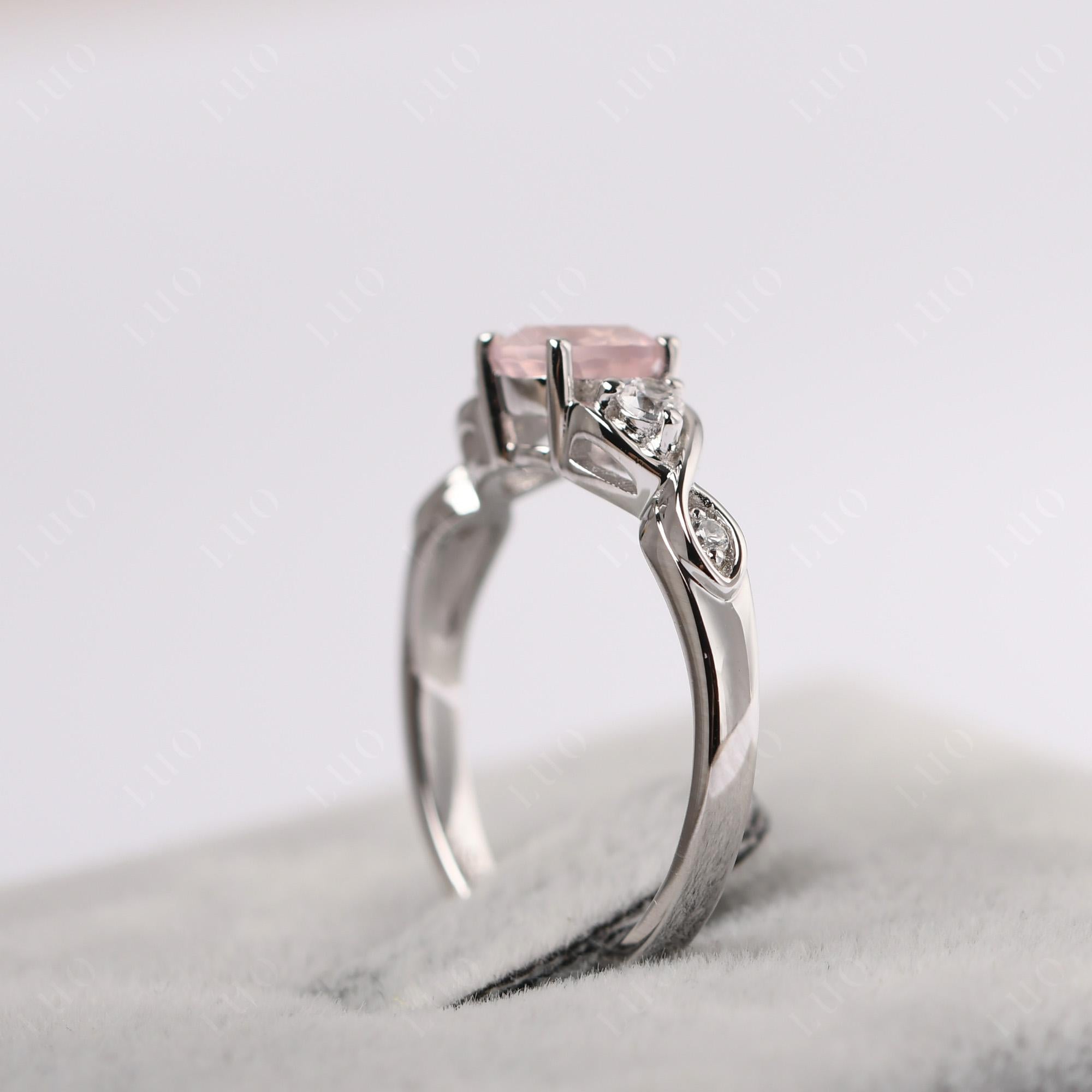 Rose Quartz Twisted Ring - LUO Jewelry 