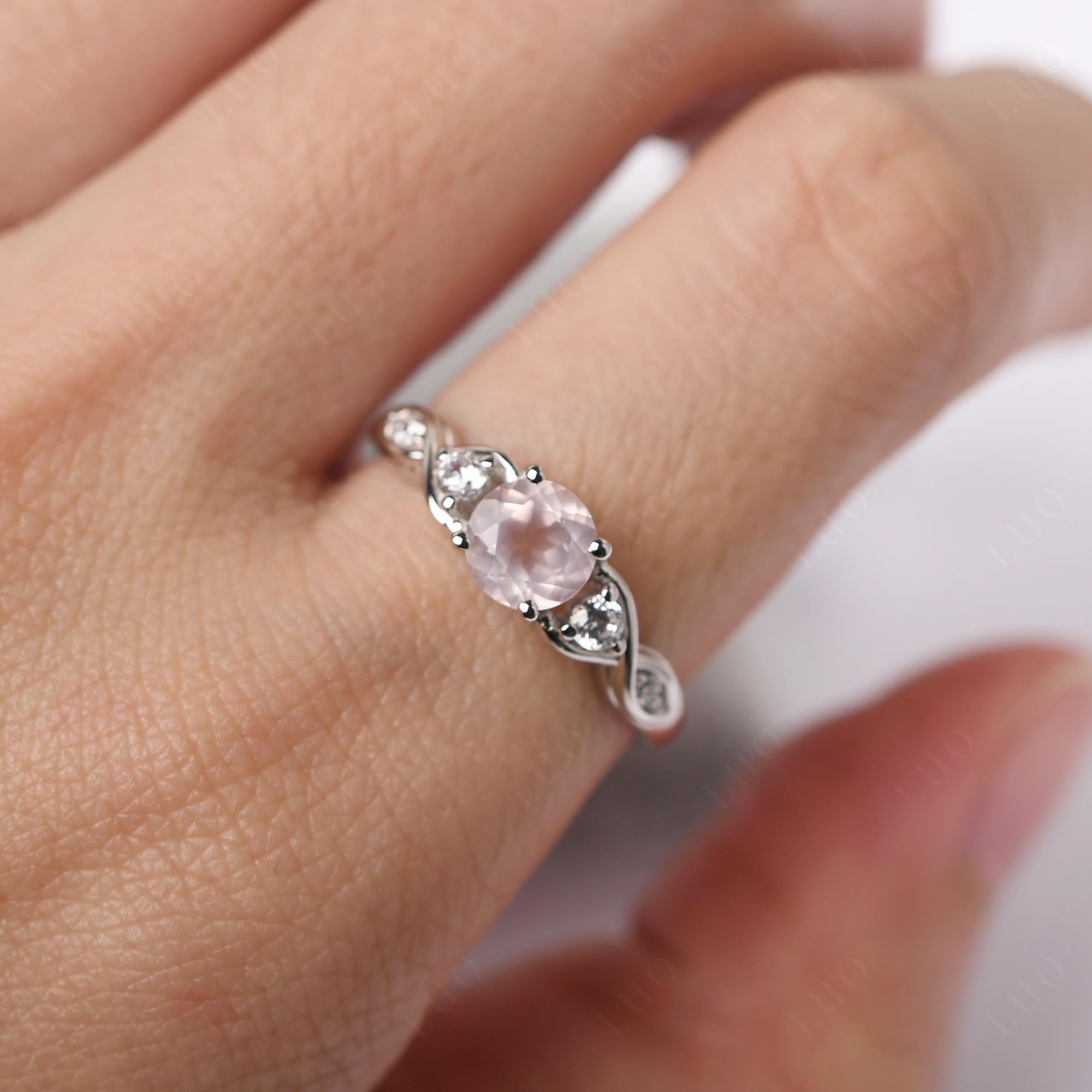 Rose Quartz Twisted Ring - LUO Jewelry 