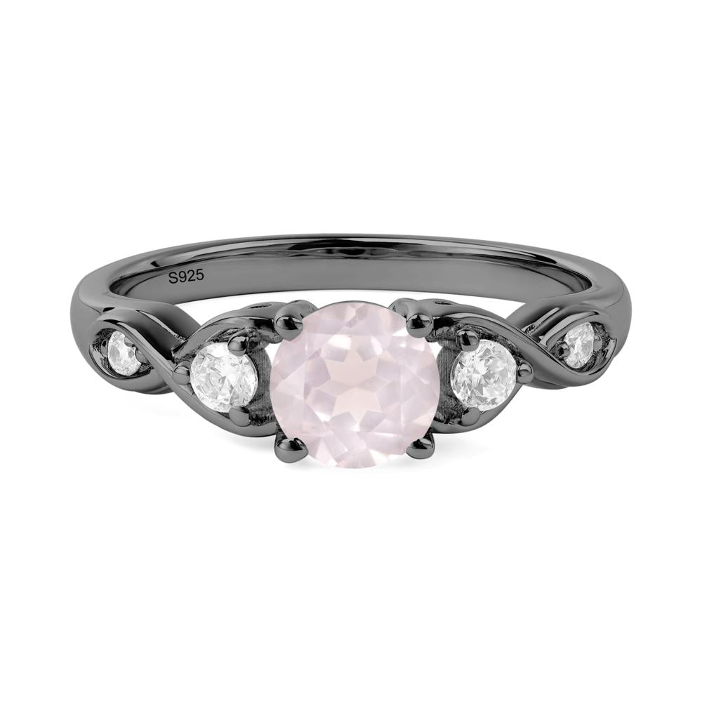 Rose Quartz Twisted Ring - LUO Jewelry #metal_black finish sterling silver