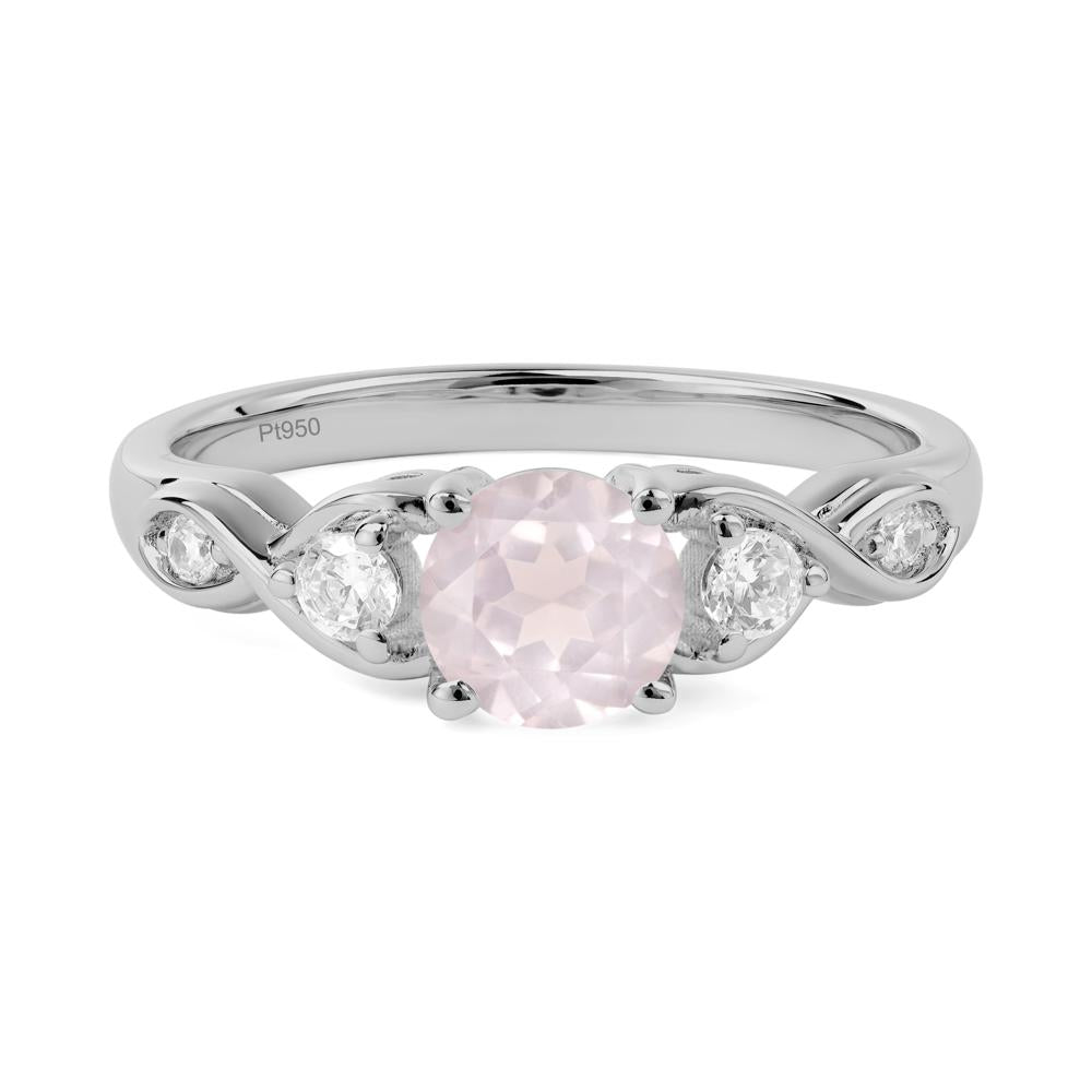 Rose Quartz Twisted Ring - LUO Jewelry #metal_platinum