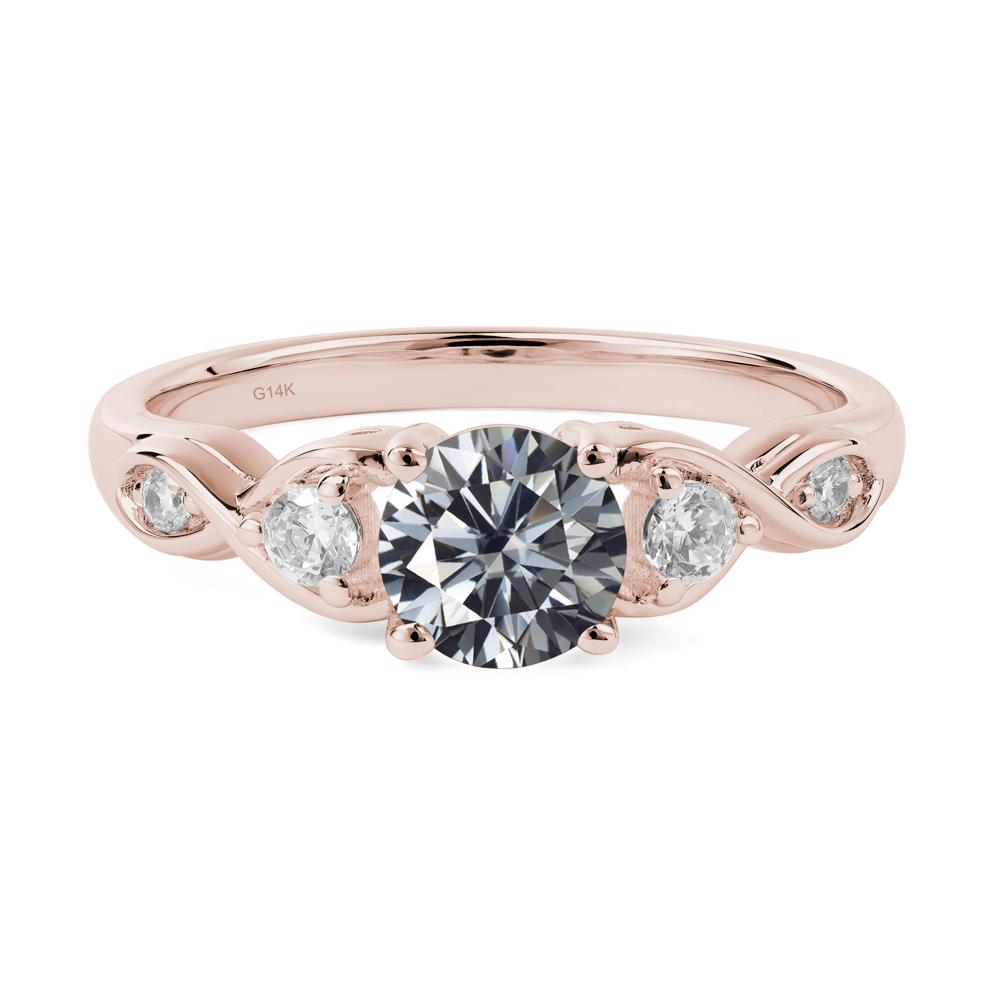 Grey Moissanite Twisted Ring | LUO Jewelry #metal_14k rose gold