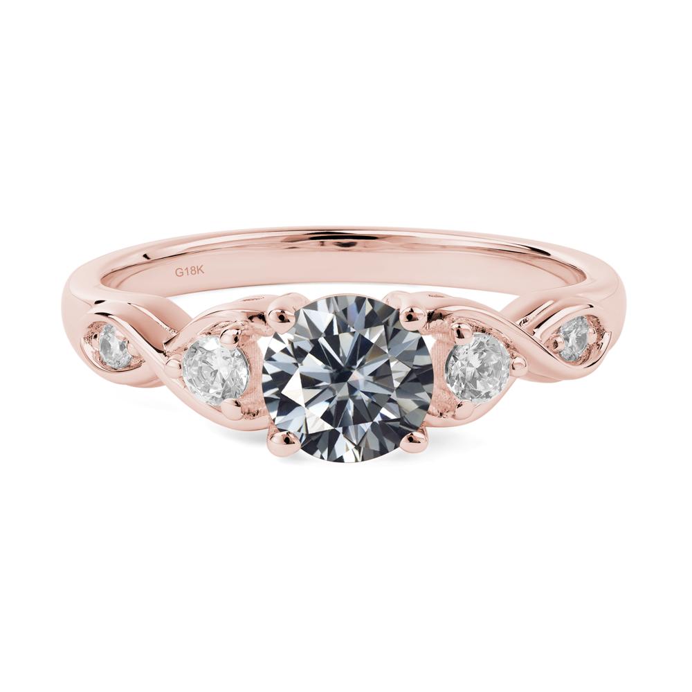 Grey Moissanite Twisted Ring | LUO Jewelry #metal_18k rose gold