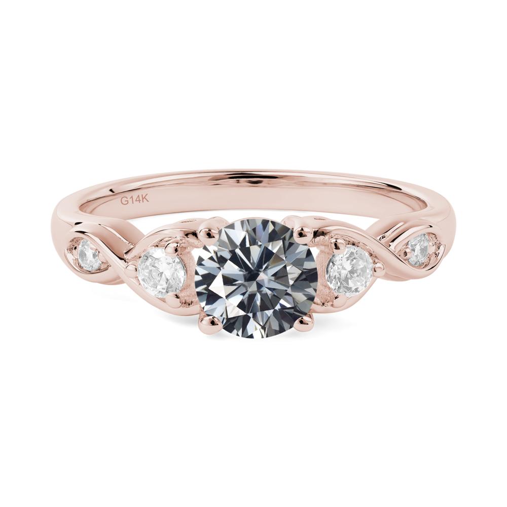 Grey Moissanite Twisted Ring - LUO Jewelry #metal_14k rose gold