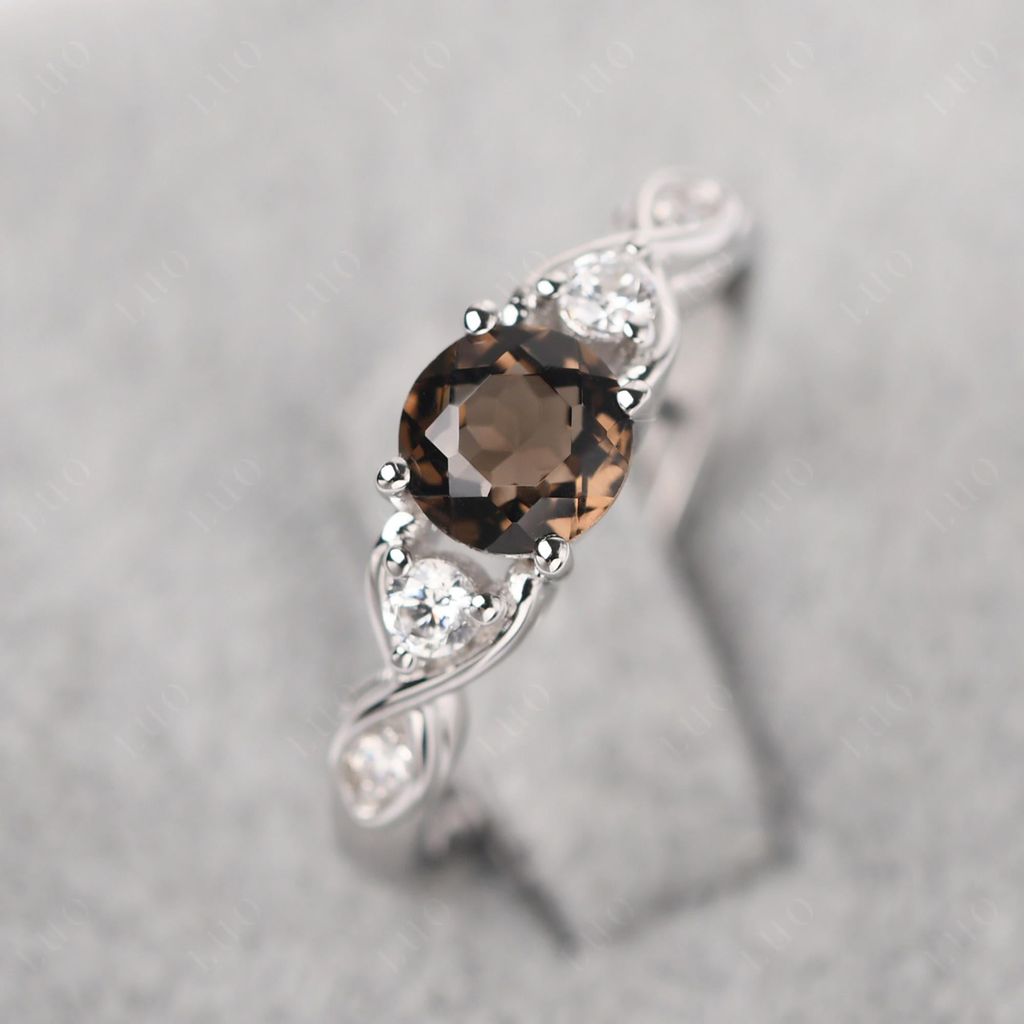 Smoky Quartz Twisted Ring - LUO Jewelry 