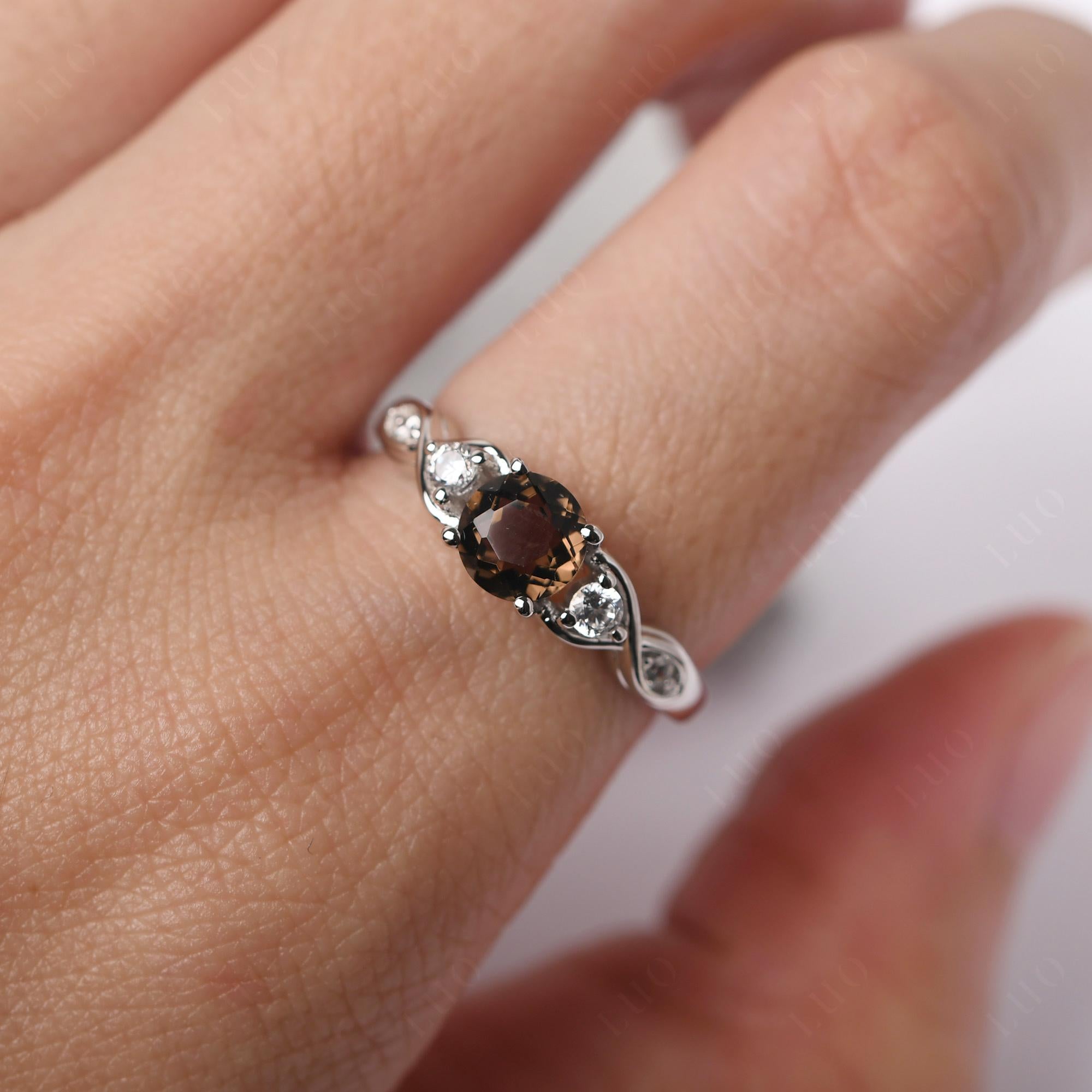 Smoky Quartz Twisted Ring - LUO Jewelry 