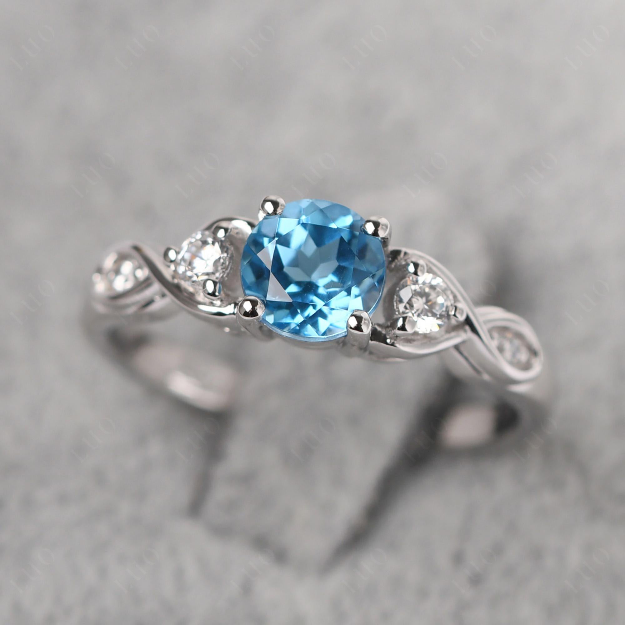 Swiss Blue Topaz Twisted Ring - LUO Jewelry 