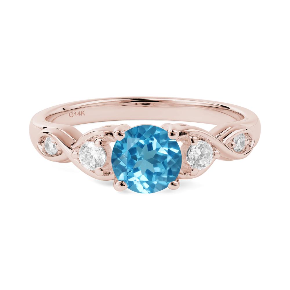 Swiss Blue Topaz Twisted Ring - LUO Jewelry #metal_14k rose gold