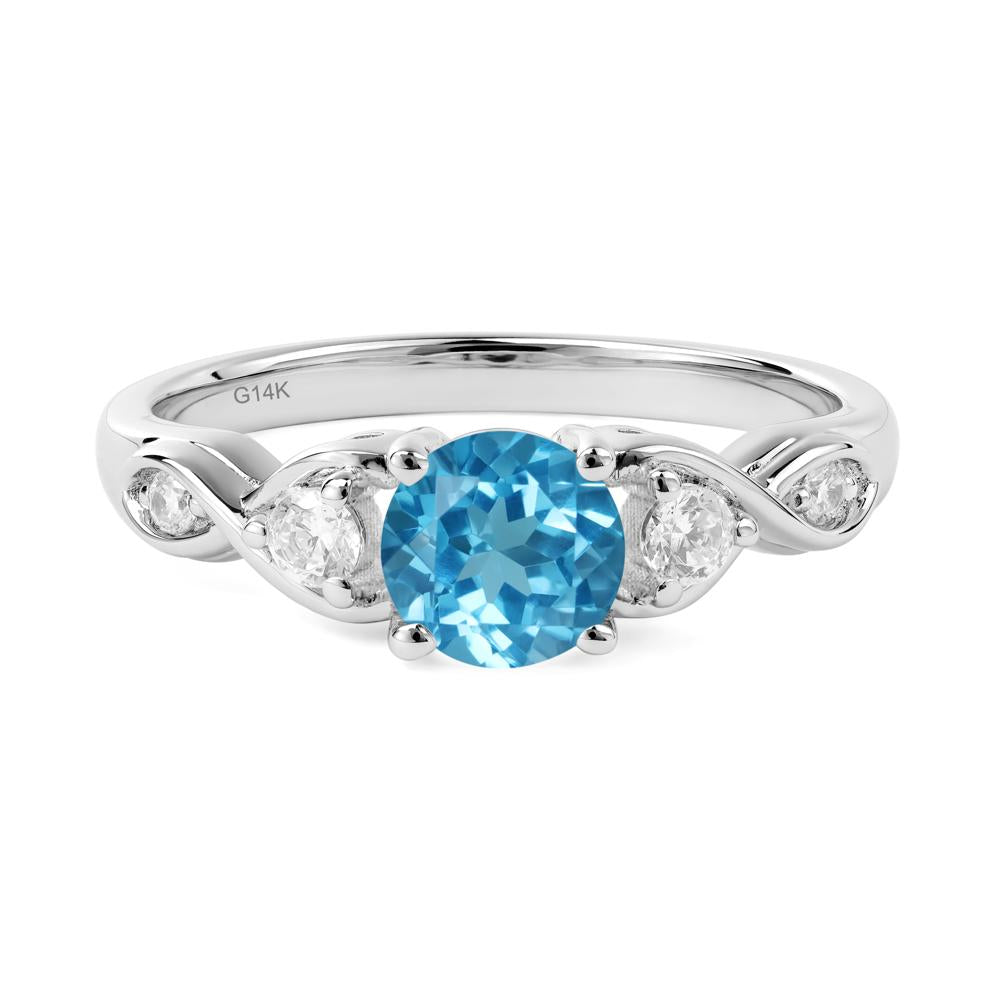 Swiss Blue Topaz Twisted Ring - LUO Jewelry #metal_14k white gold