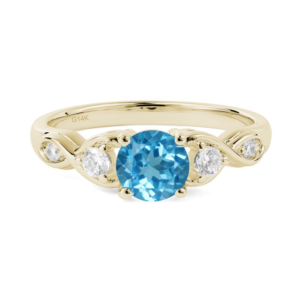 Swiss Blue Topaz Twisted Ring - LUO Jewelry #metal_14k yellow gold