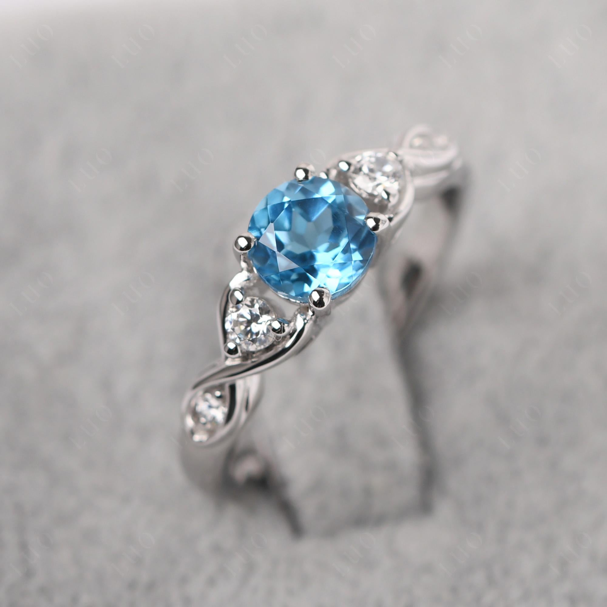 Swiss Blue Topaz Twisted Ring - LUO Jewelry 