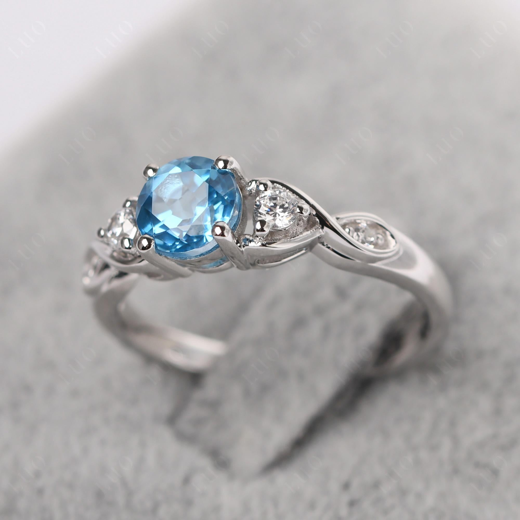 Swiss Blue Topaz Twisted Ring - LUO Jewelry 