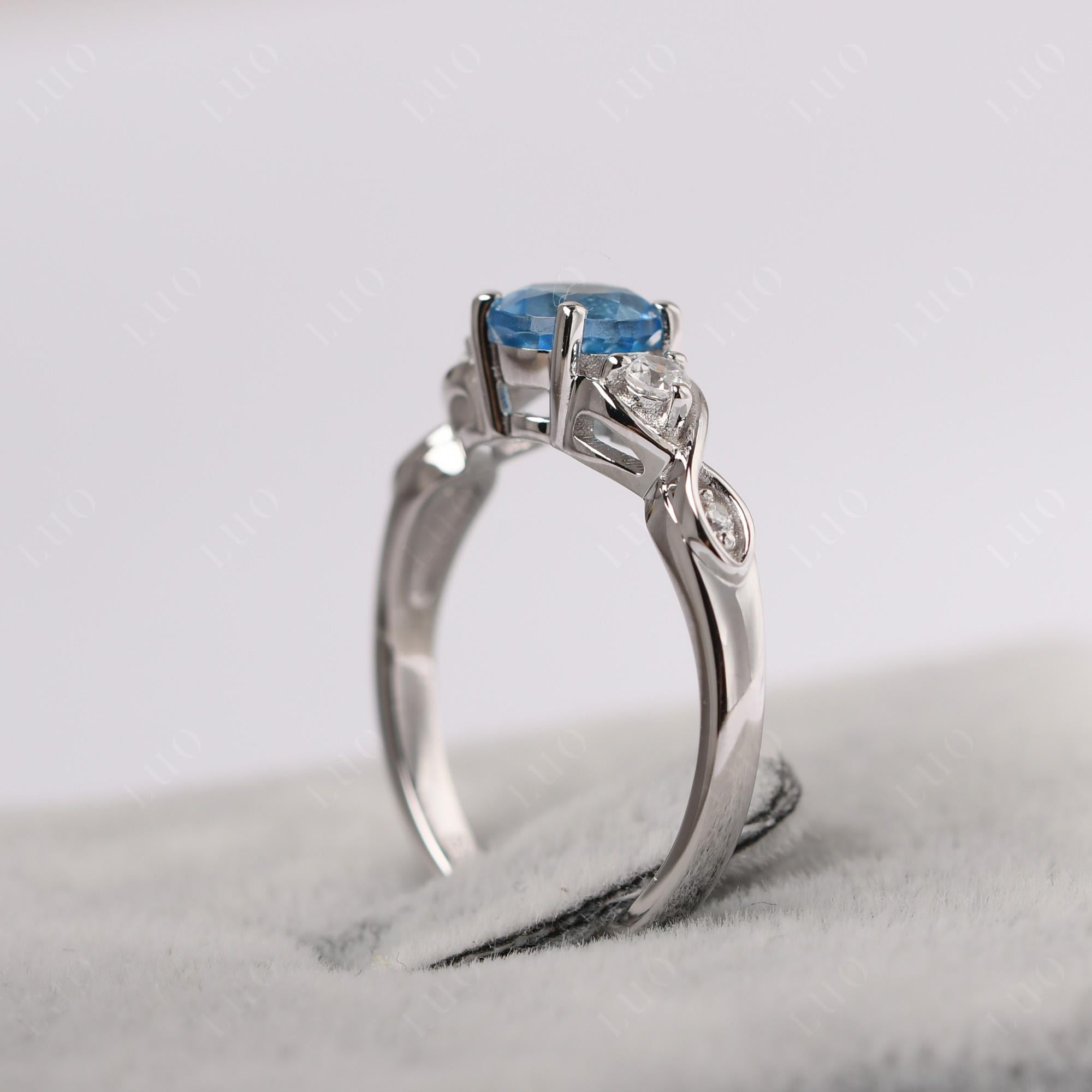 Swiss Blue Topaz Twisted Ring - LUO Jewelry 