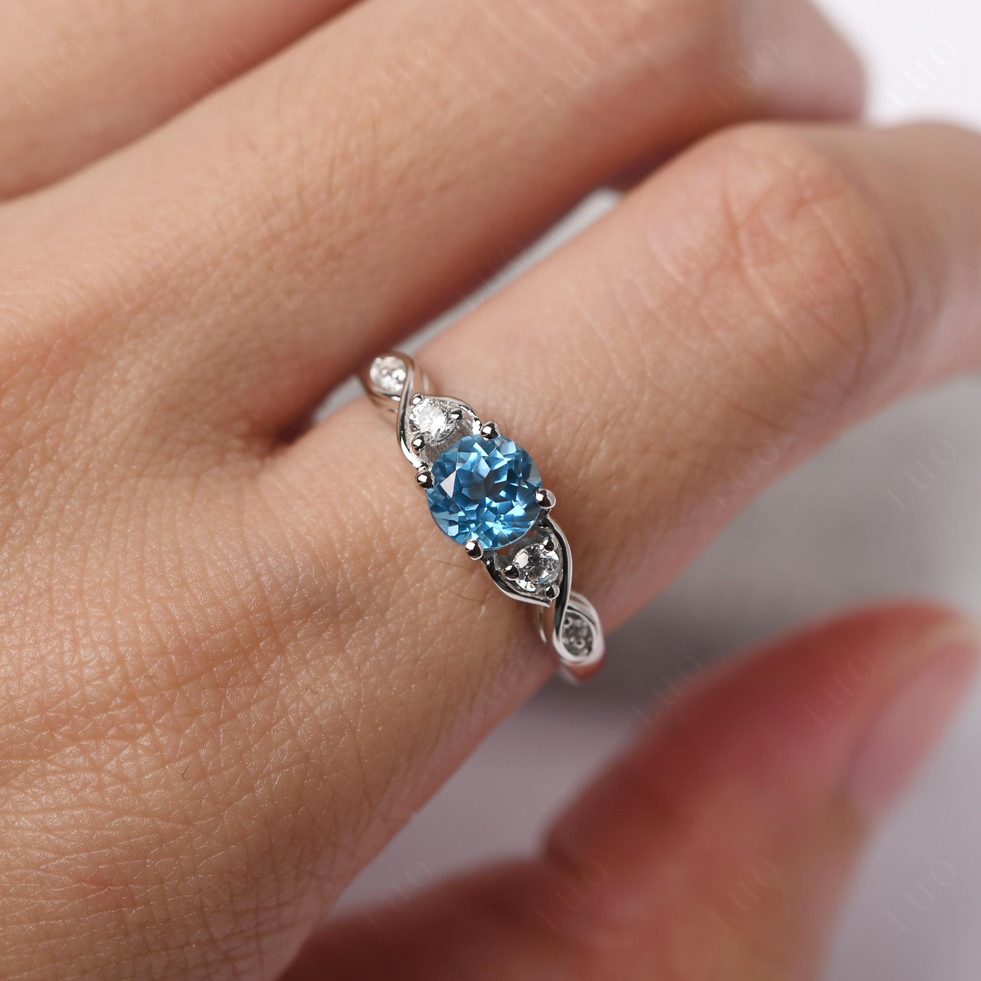 Swiss Blue Topaz Twisted Ring - LUO Jewelry 