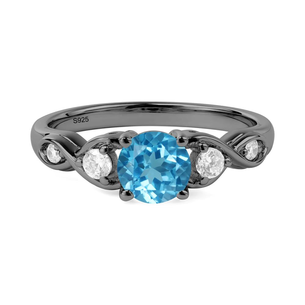 Swiss Blue Topaz Twisted Ring - LUO Jewelry #metal_black finish sterling silver