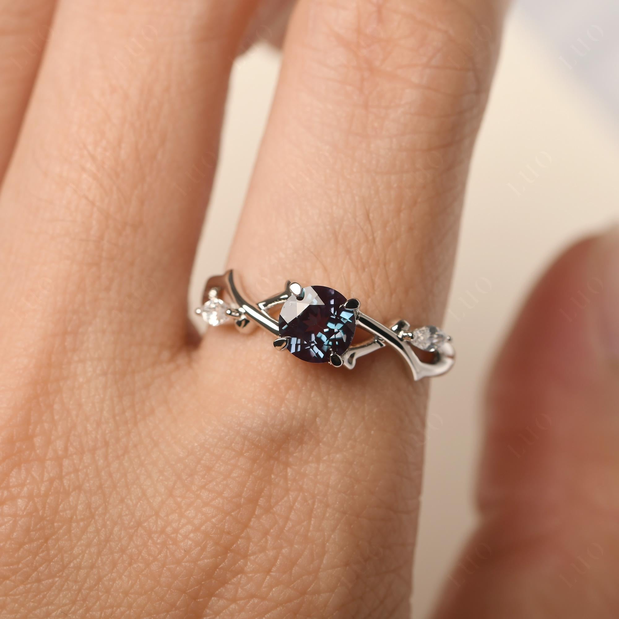 Alexandrite Twig Engagement Ring - LUO Jewelry 