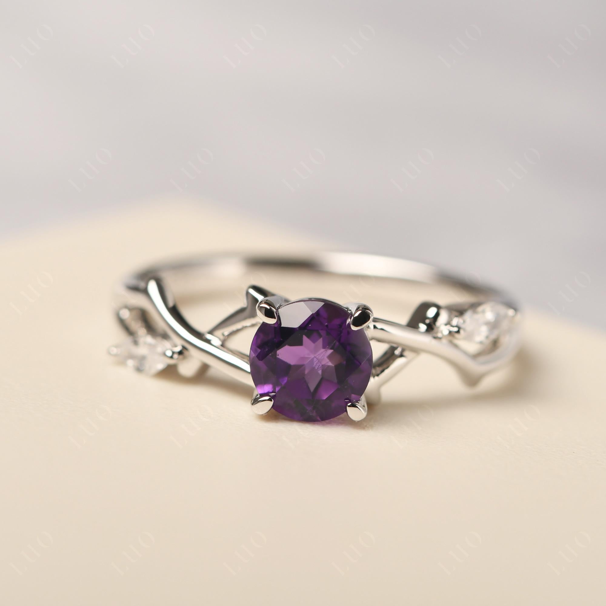 Amethyst Twig Promise Ring - LUO Jewelry 