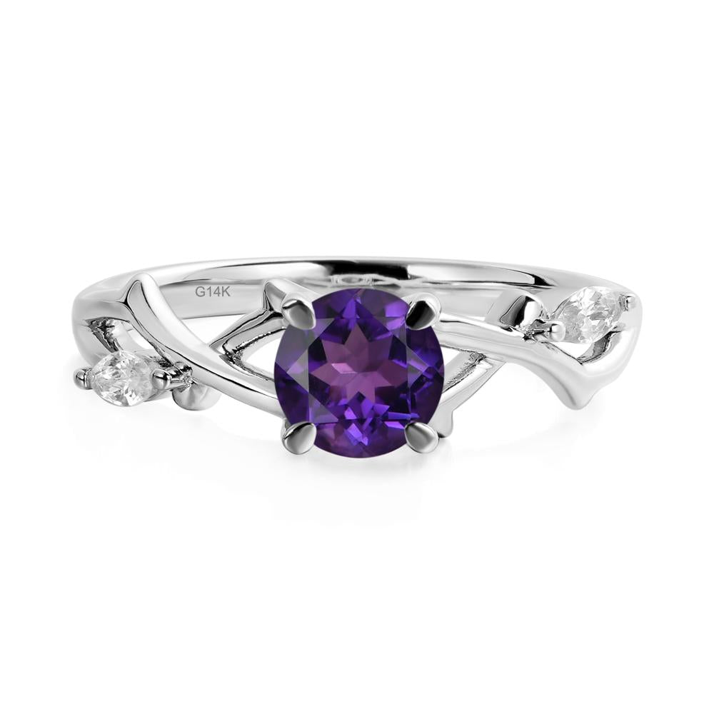 Amethyst Twig Promise Ring - LUO Jewelry #metal_14k white gold