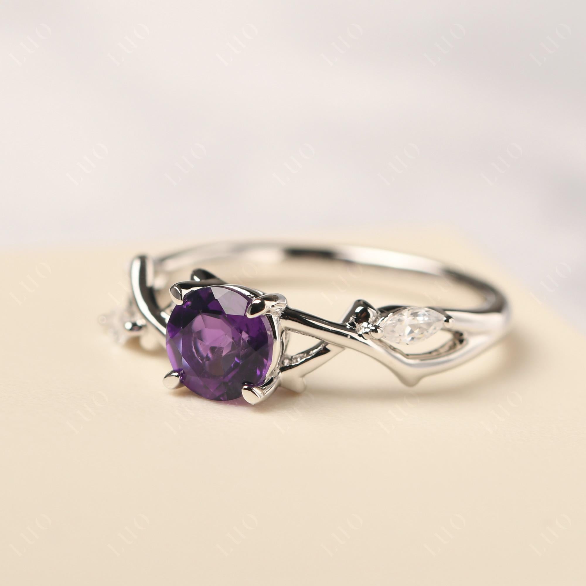 Amethyst Twig Promise Ring - LUO Jewelry 