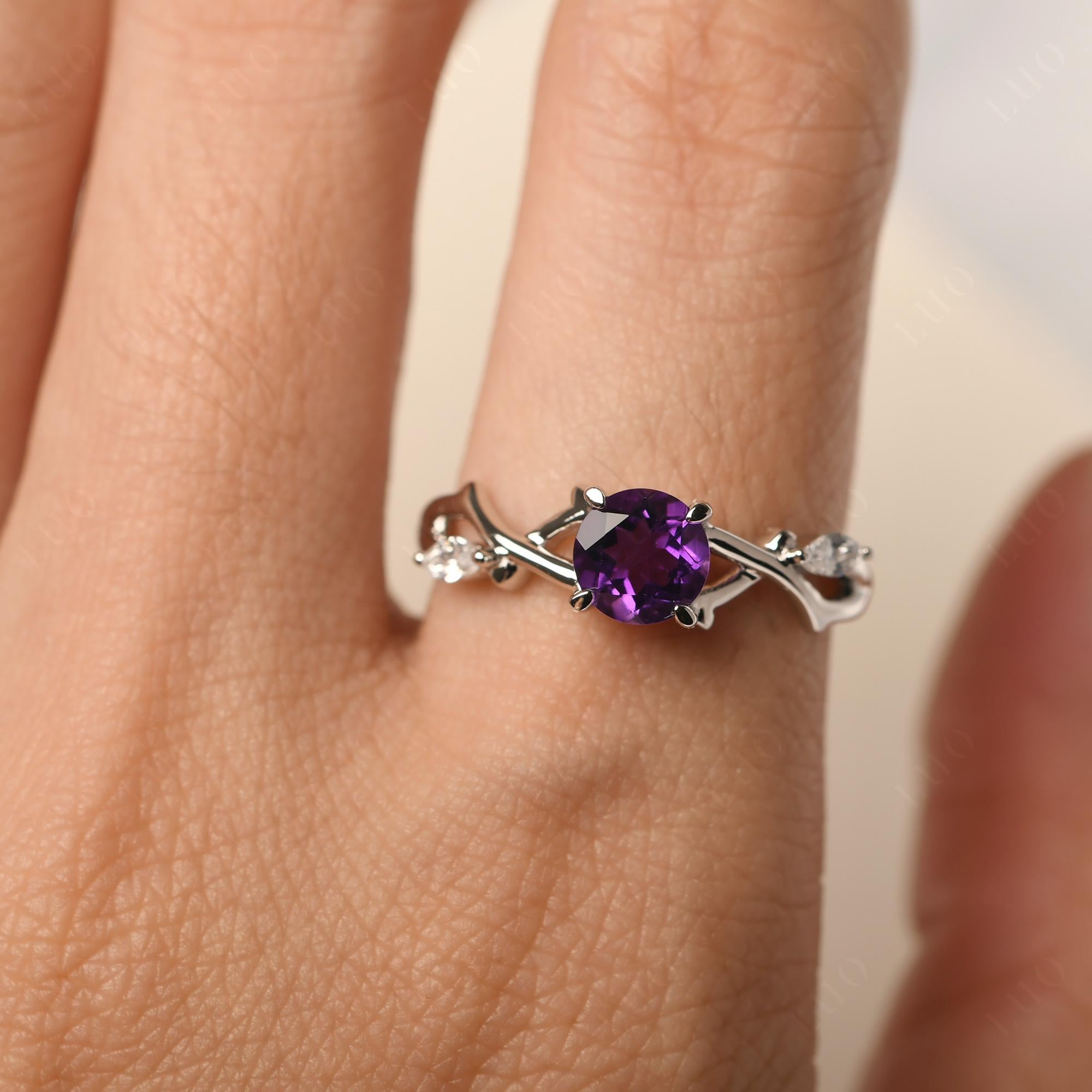 Amethyst Twig Promise Ring - LUO Jewelry 