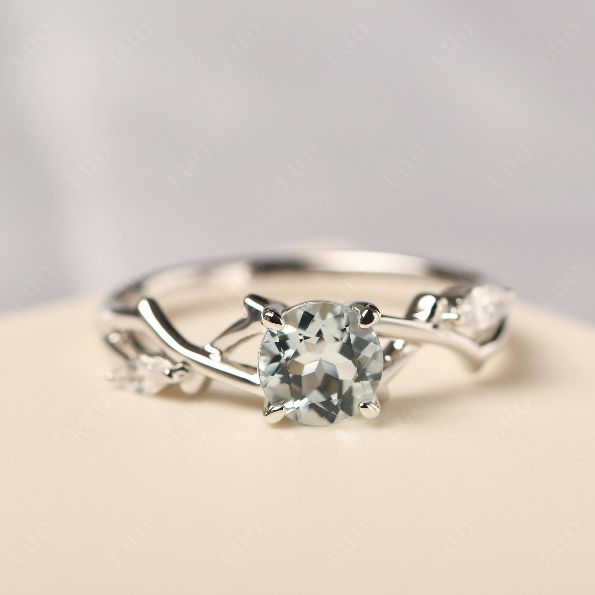 Aquamarine Twig Engagement Ring - LUO Jewelry 