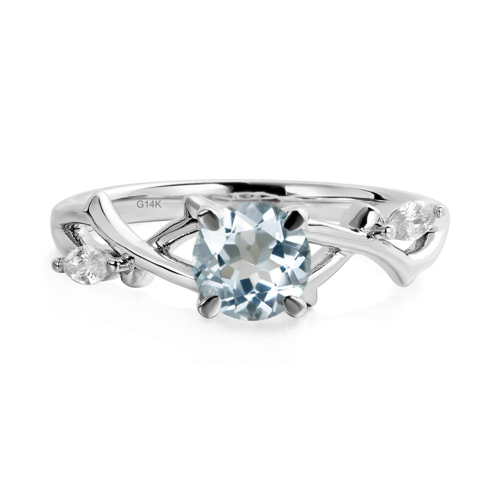 Aquamarine Twig Engagement Ring - LUO Jewelry #metal_14k white gold