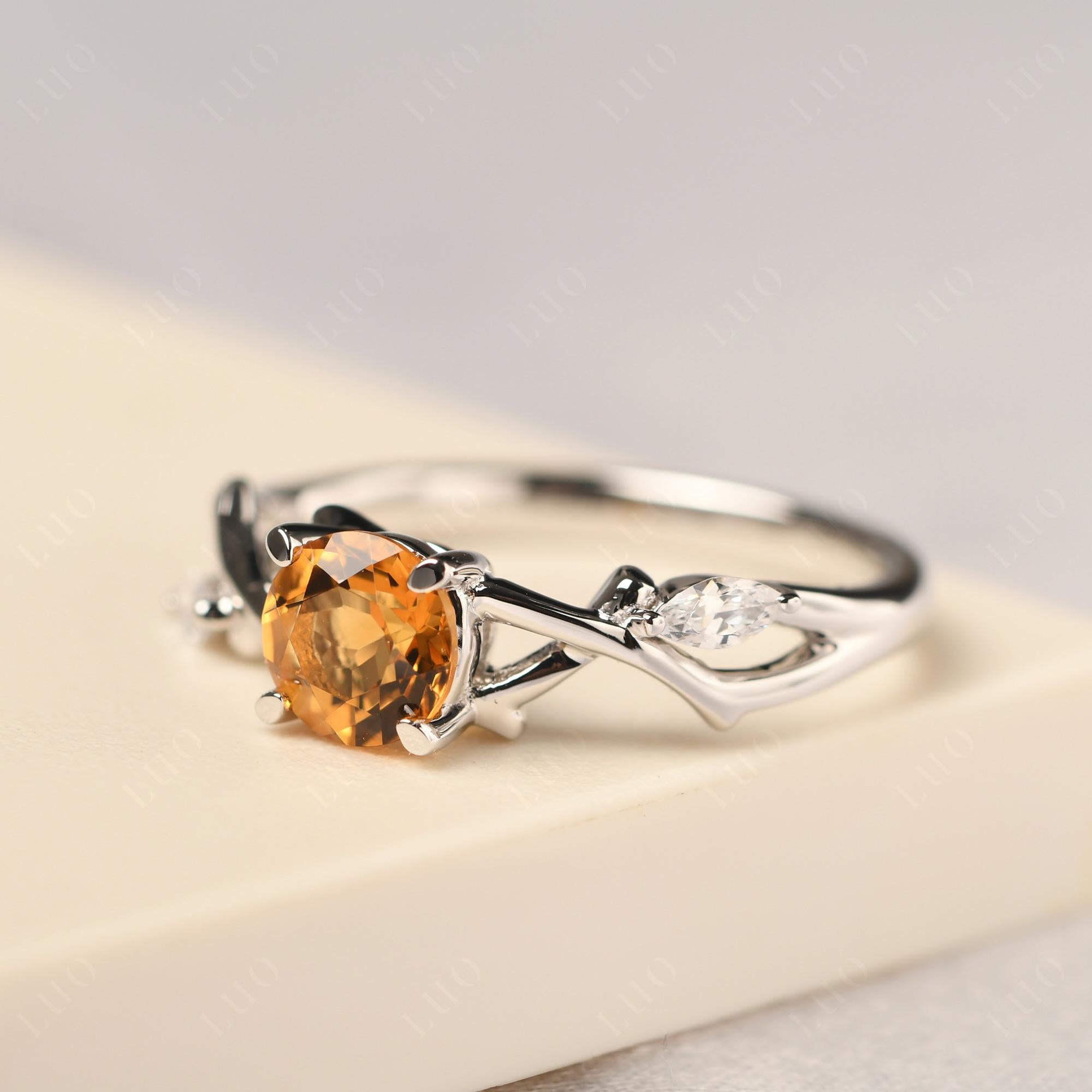 Citrine Twig Promise Ring - LUO Jewelry 