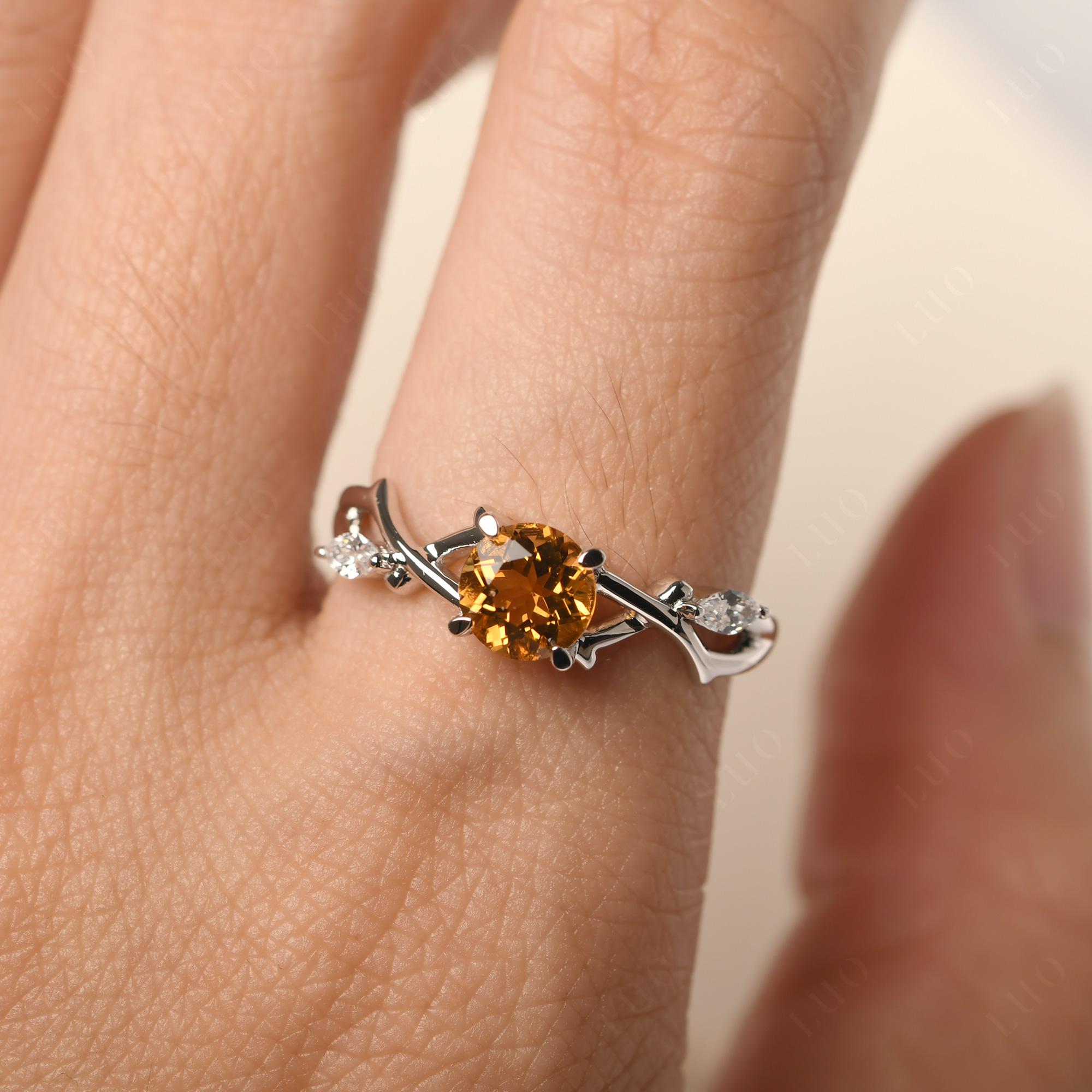 Citrine Twig Promise Ring - LUO Jewelry 