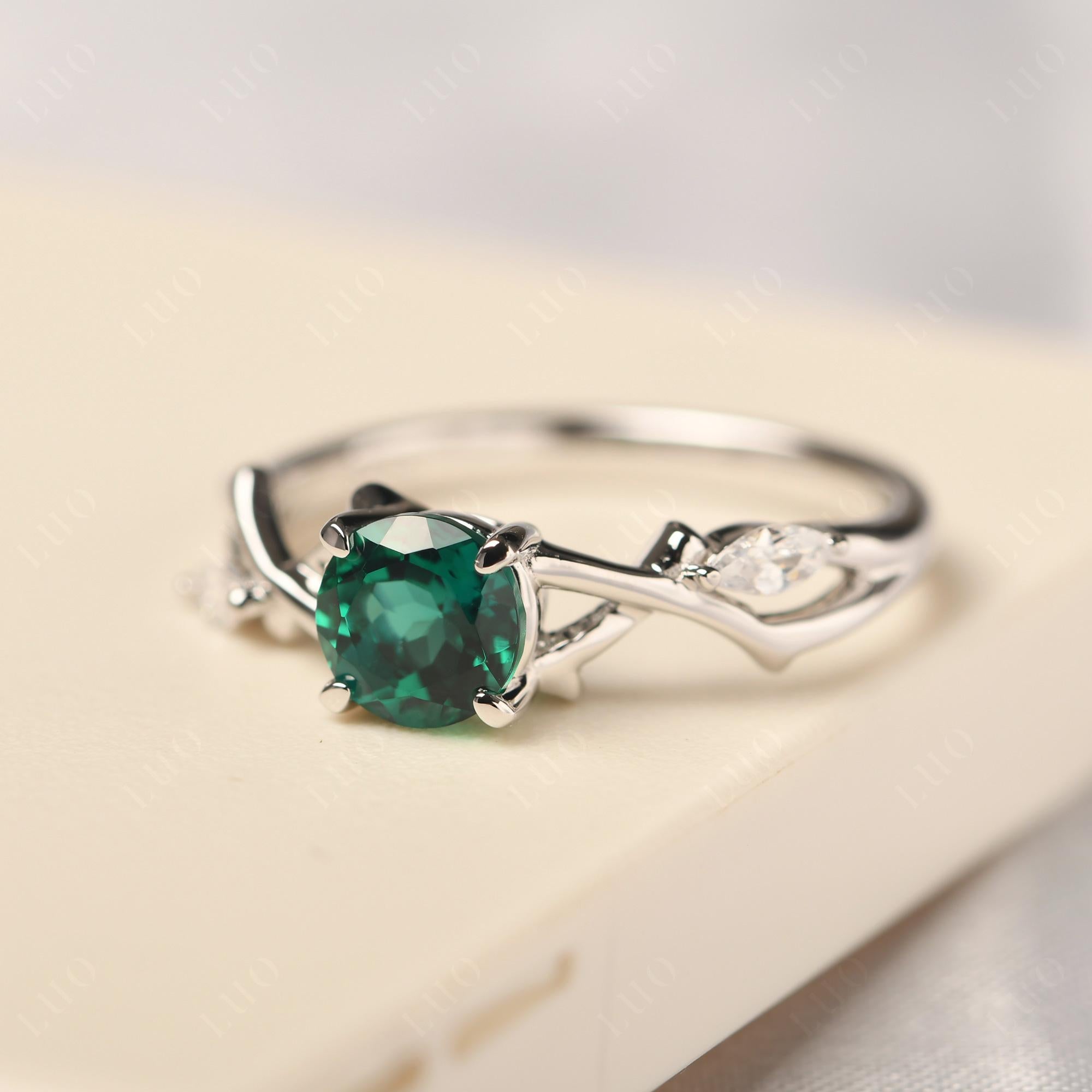 Emerald Twig Promise Ring - LUO Jewelry 