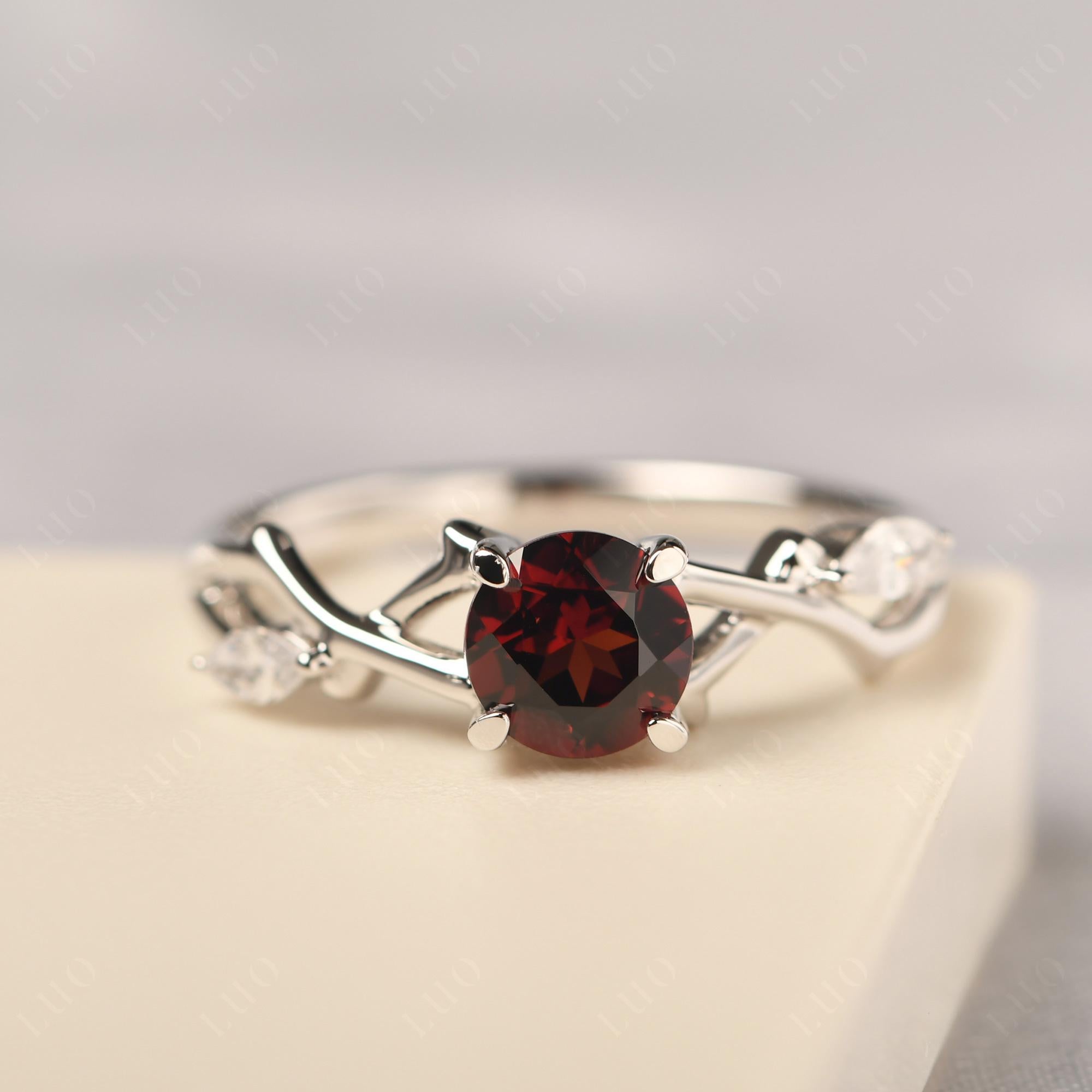 Garnet Twig Engagement Ring - LUO Jewelry 