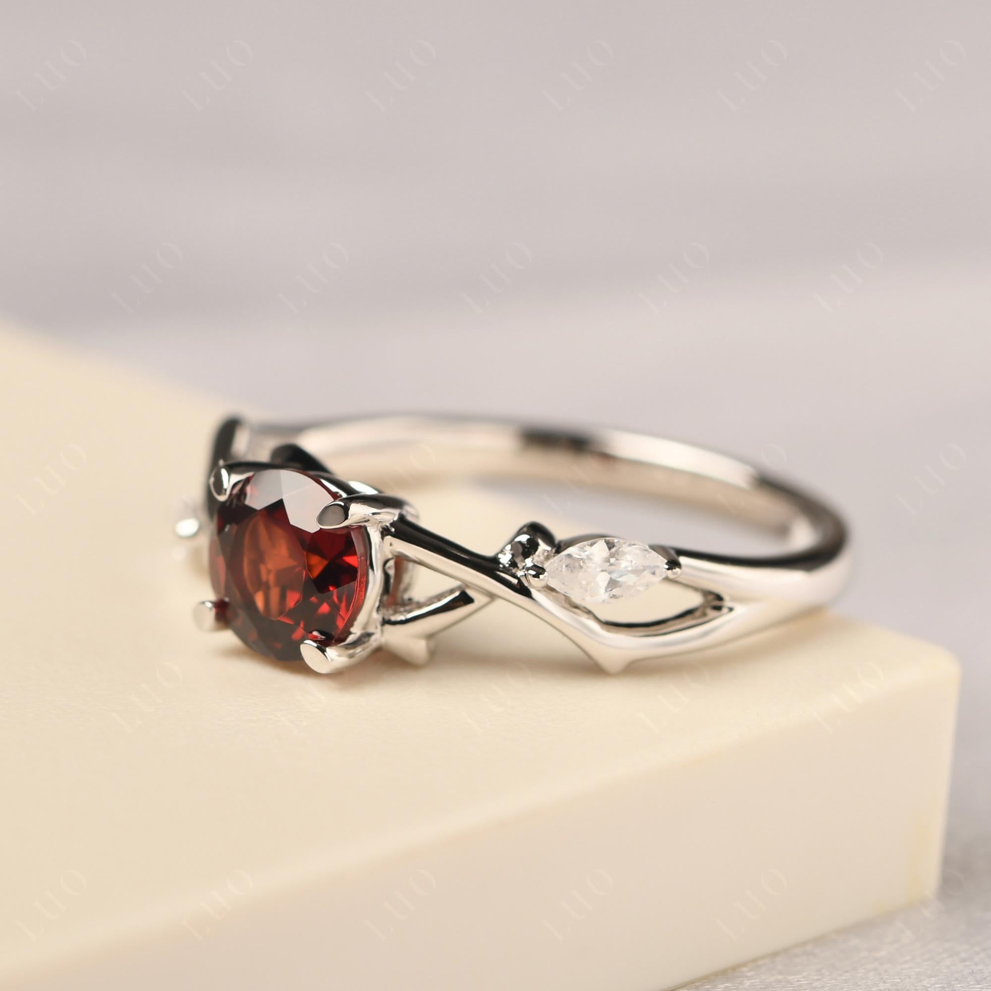 Garnet Twig Engagement Ring - LUO Jewelry 