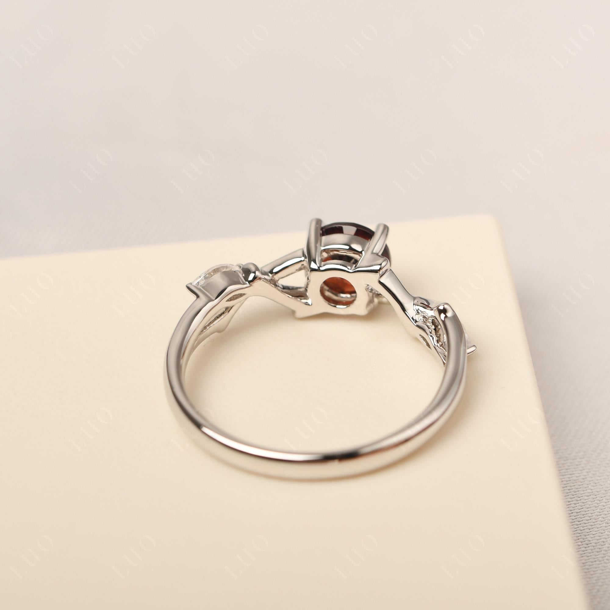 Garnet Twig Engagement Ring - LUO Jewelry 