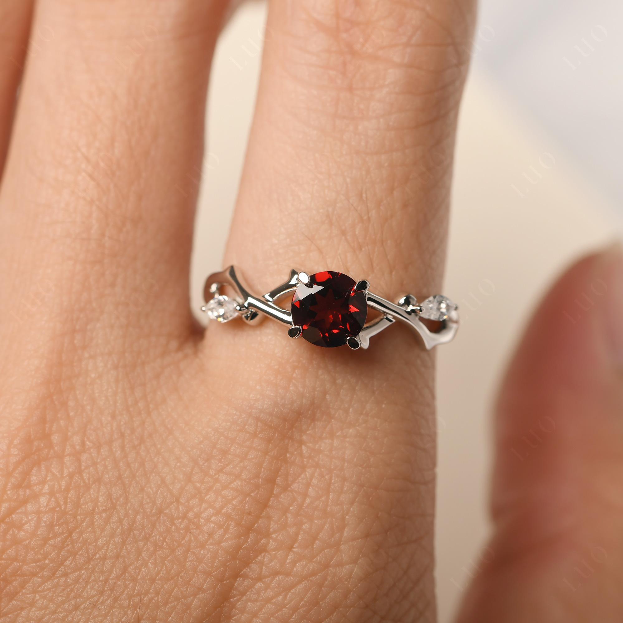 Garnet Twig Engagement Ring - LUO Jewelry 