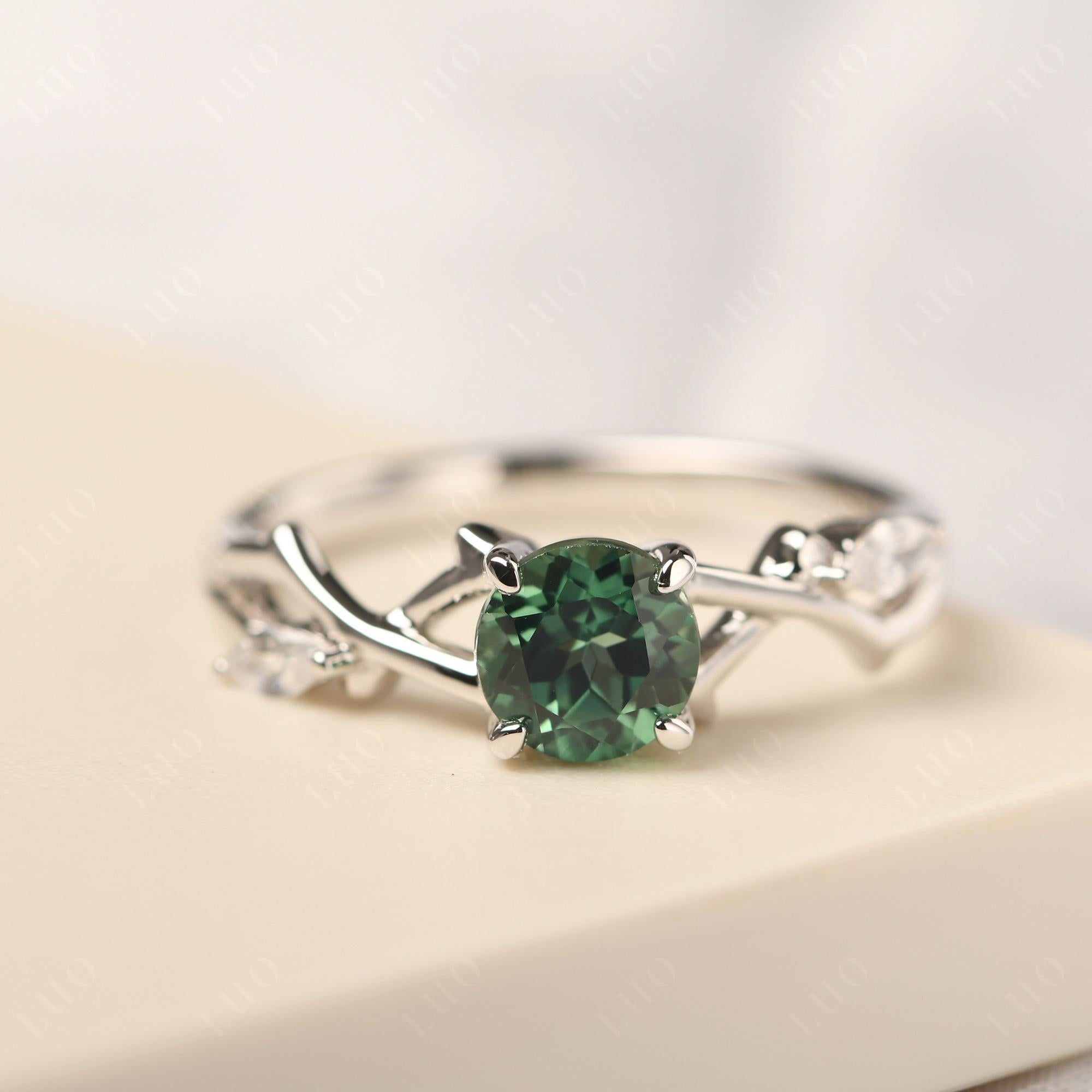 Green Sapphire Twig Promise Ring - LUO Jewelry 