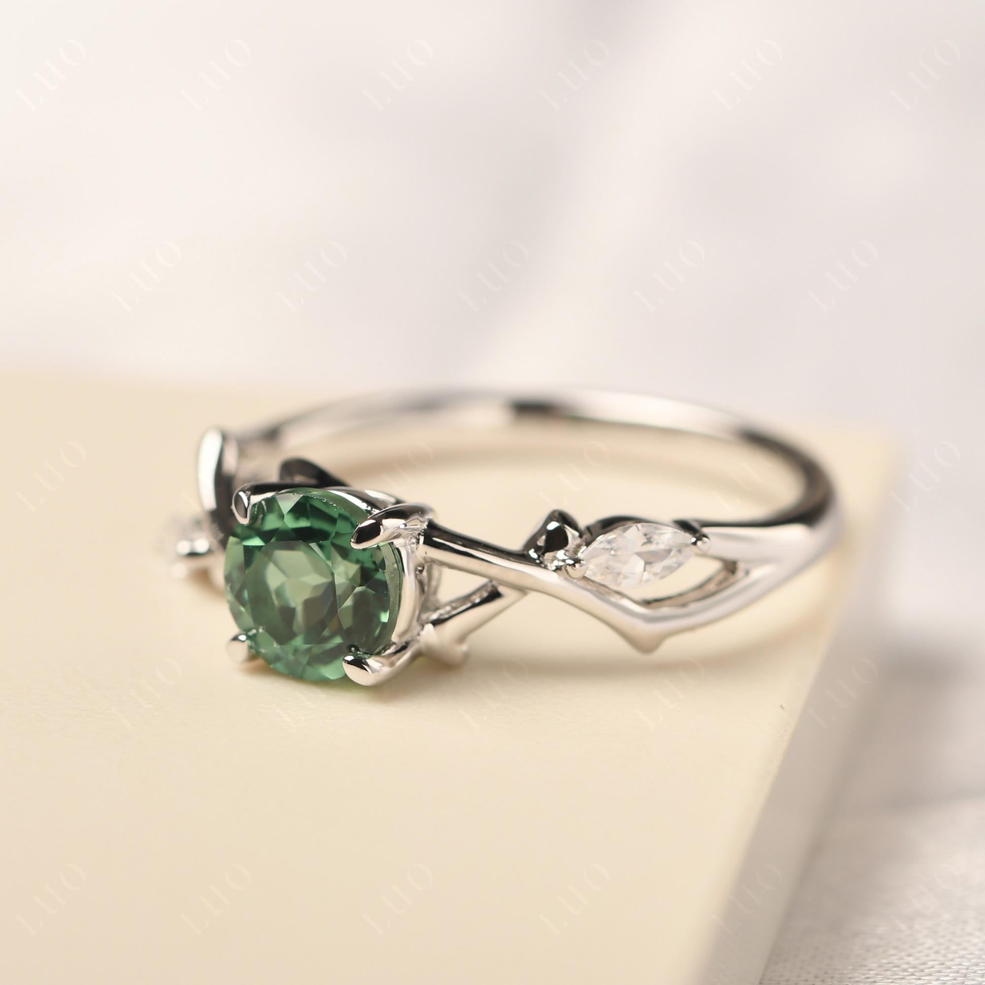 Green Sapphire Twig Promise Ring - LUO Jewelry 