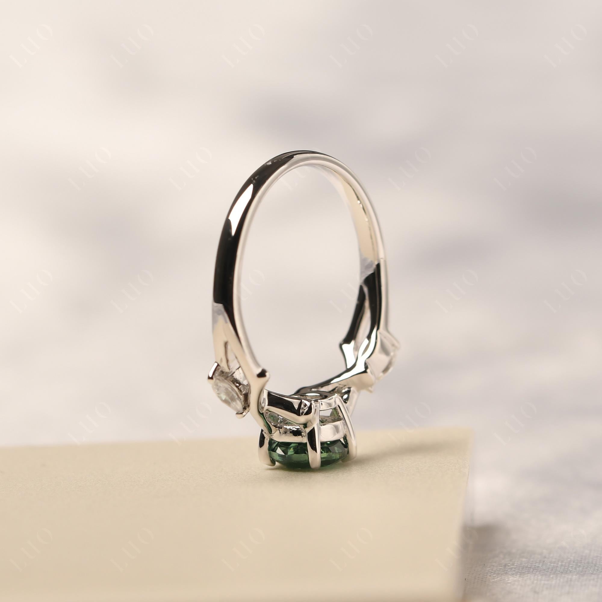 Green Sapphire Twig Promise Ring - LUO Jewelry 