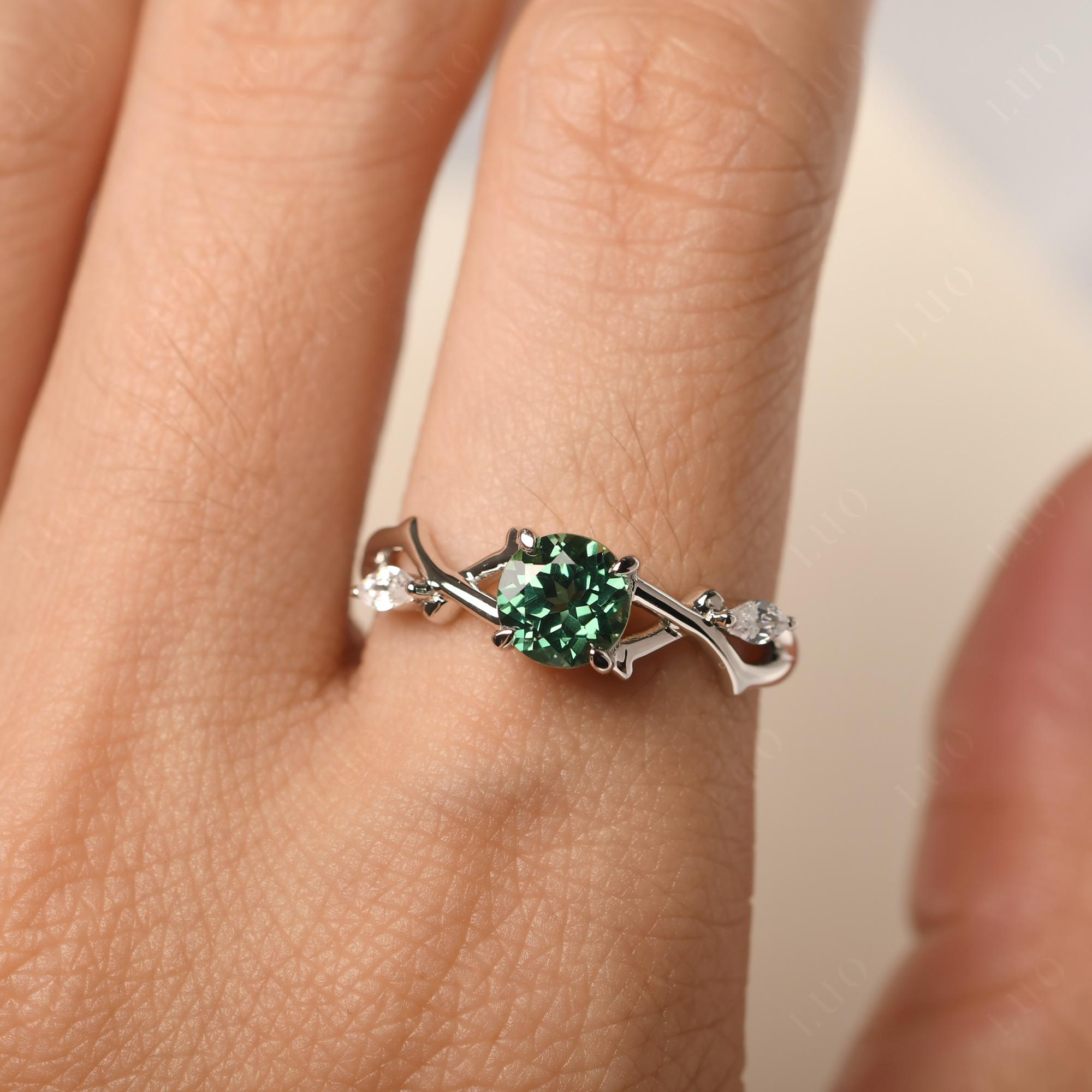 Green Sapphire Twig Promise Ring - LUO Jewelry 