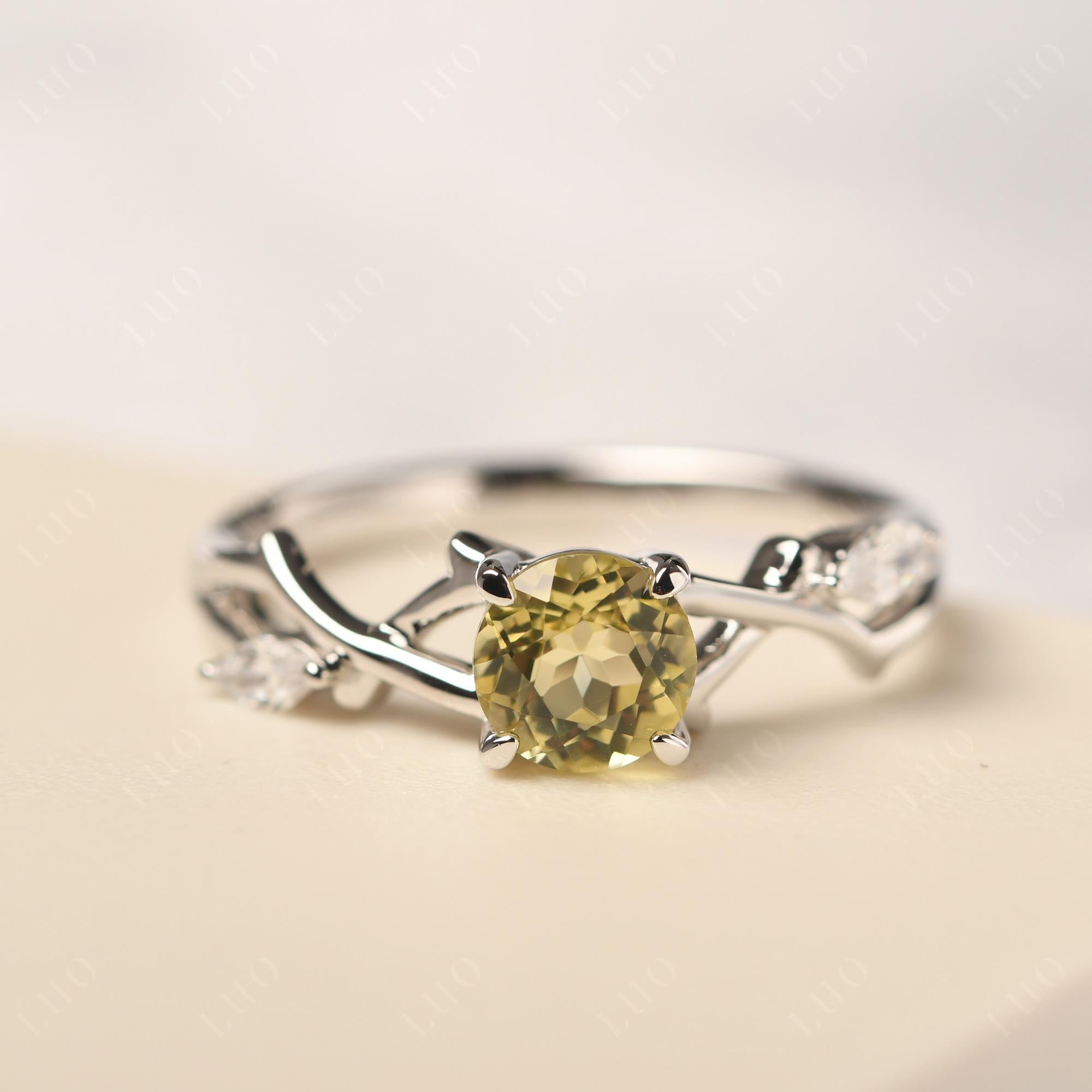 Lemon Quartz Twig Engagement Ring - LUO Jewelry 