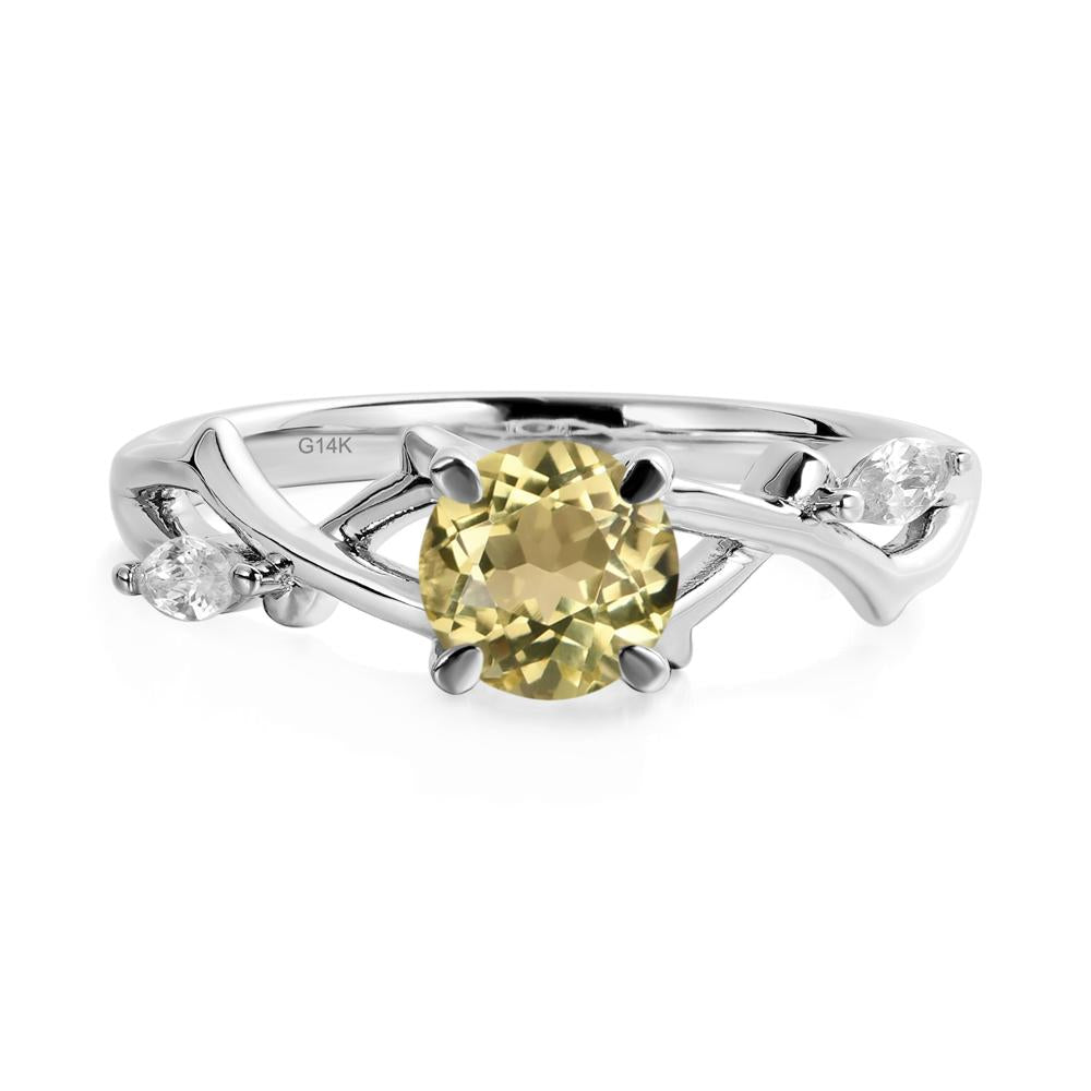 Lemon Quartz Twig Engagement Ring - LUO Jewelry #metal_14k white gold