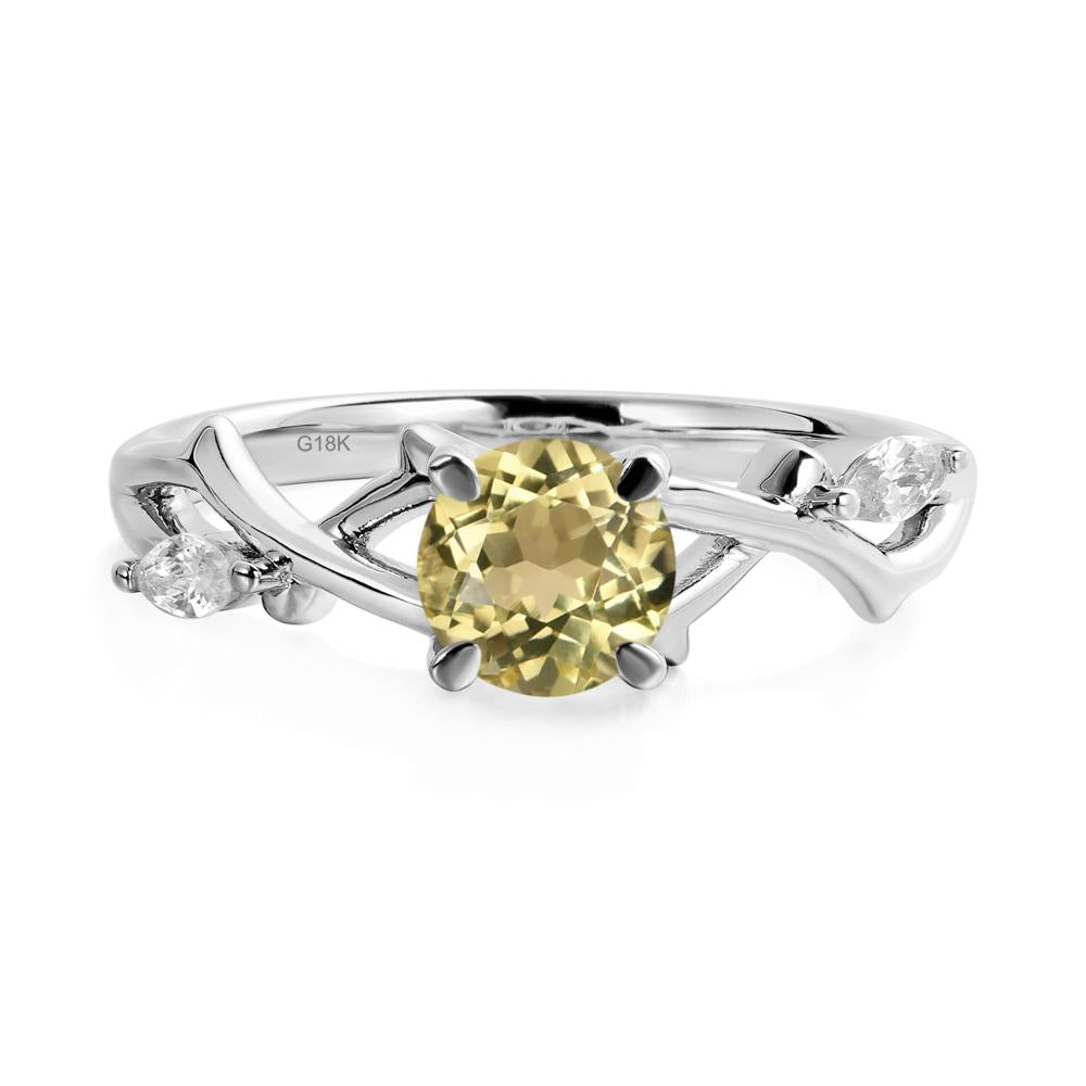 Lemon Quartz Twig Engagement Ring - LUO Jewelry #metal_18k white gold