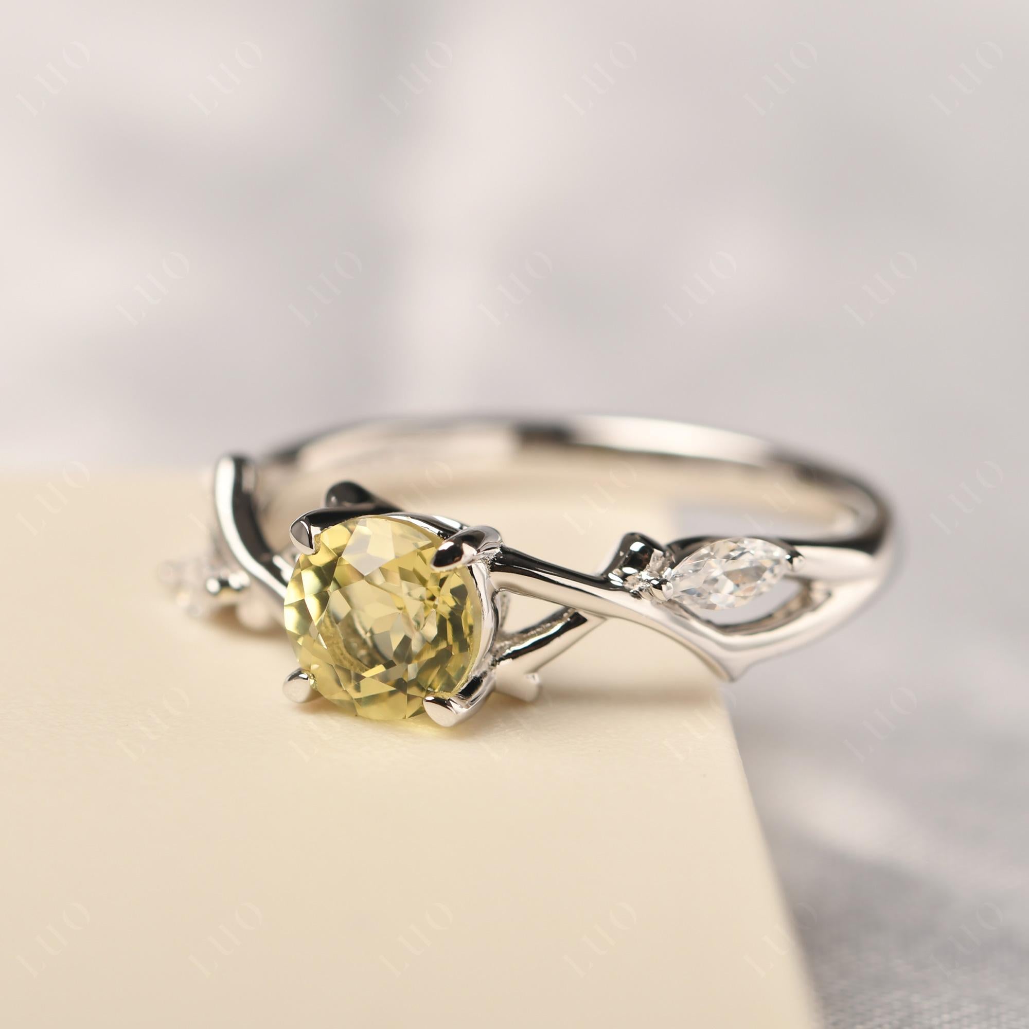 Lemon Quartz Twig Engagement Ring - LUO Jewelry 